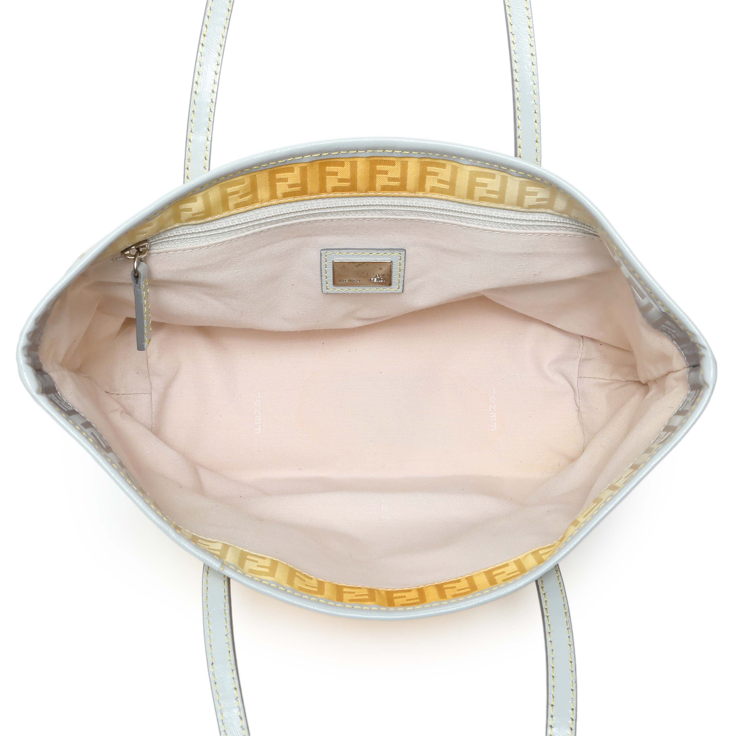 Fendi Yellow Grey Zucchino Canvas Tote - Image 8