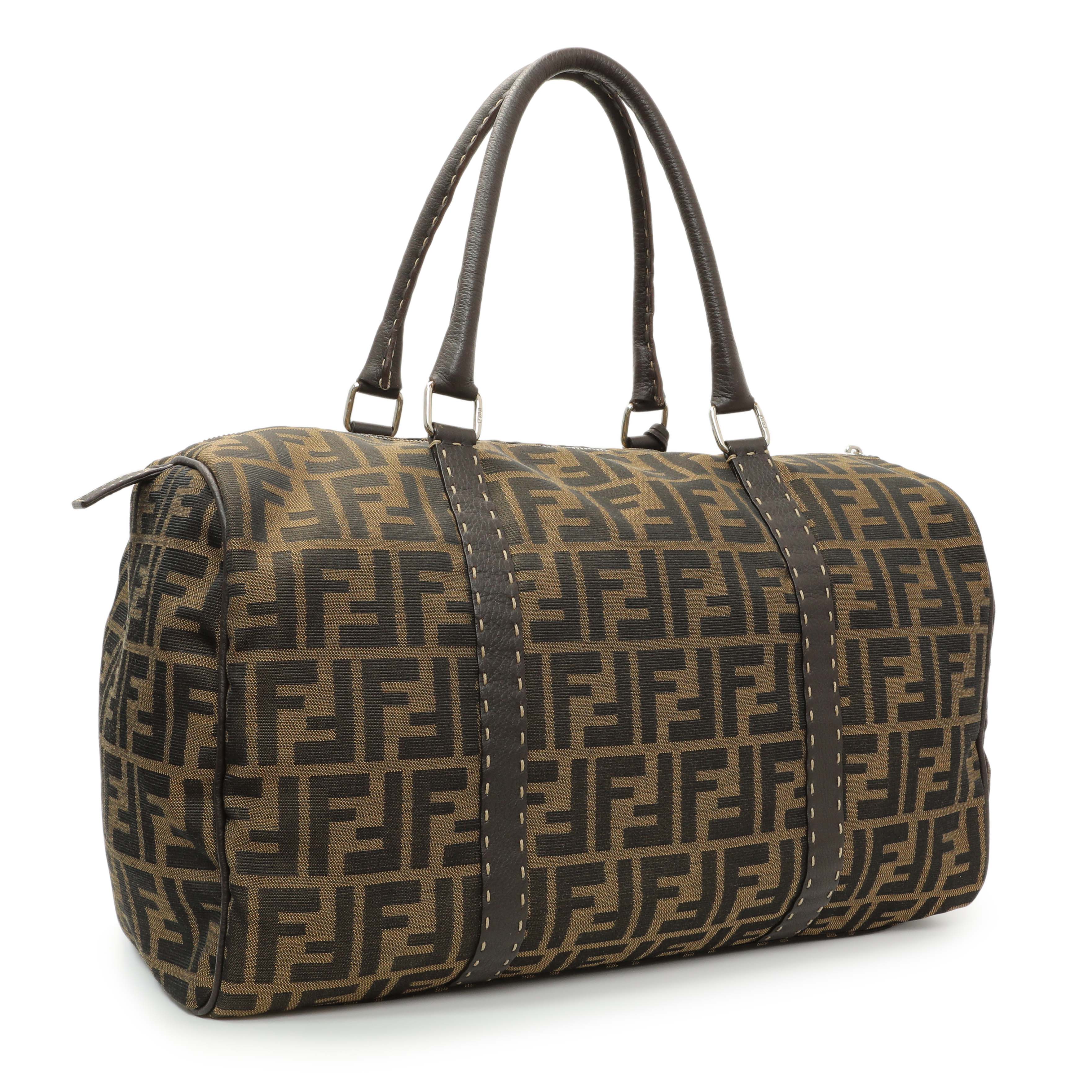 Fendi Zucca Selleria Large Boston Bag - Image 2