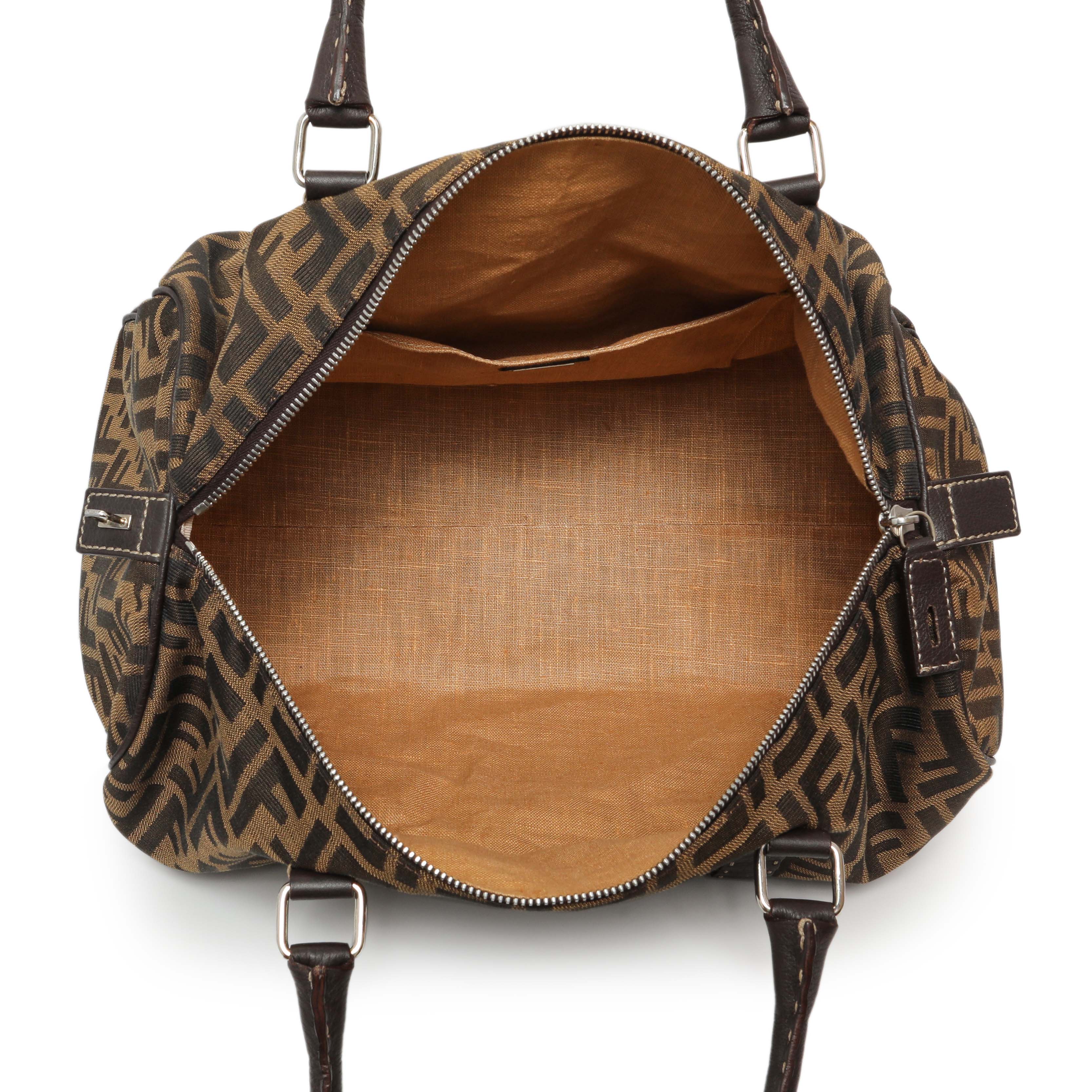 Fendi Zucca Selleria Large Boston Bag - Image 8