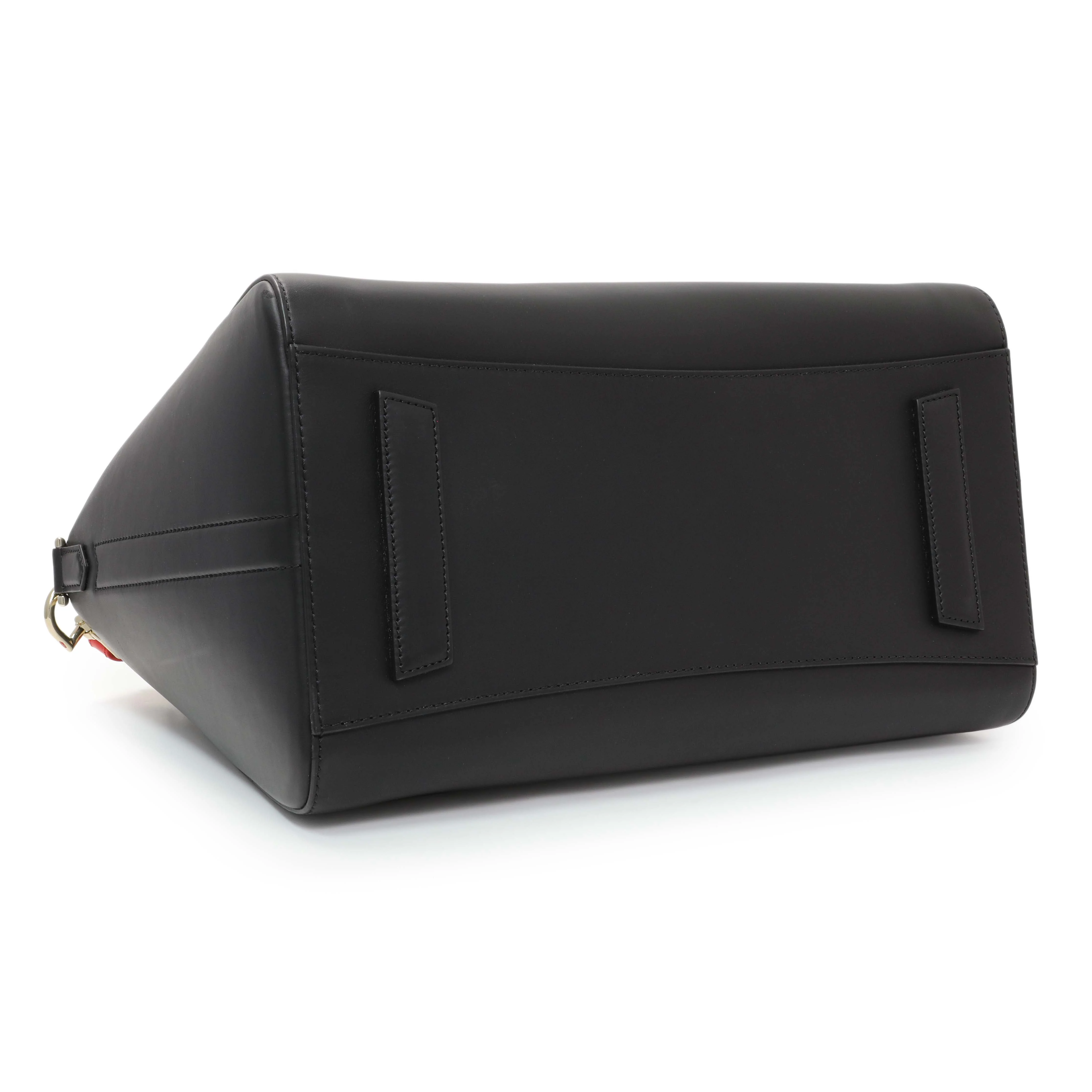 Givenchy Black Red Calfskin Medium Antigona Tote - Image 3