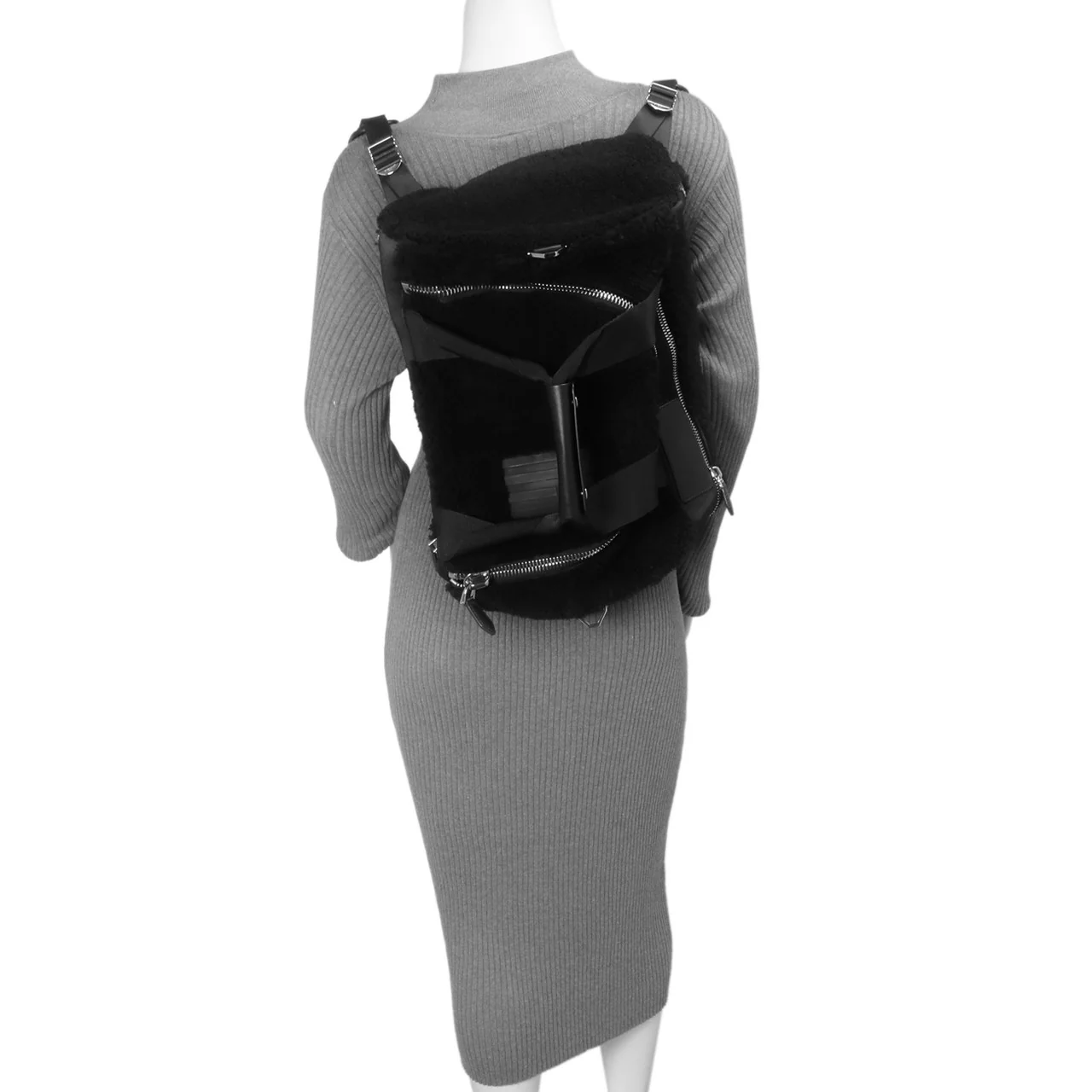 Givenchy Black Shearling Duffle Backpack - Image 7