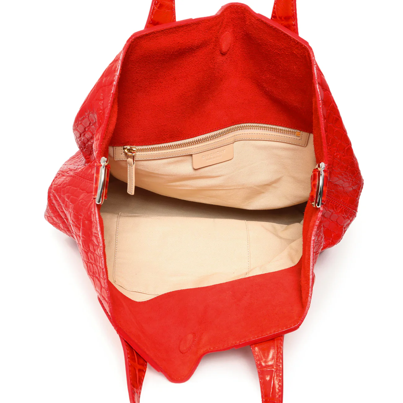 Givenchy Red Crocodile Embossed Calfskin North South Nightingale - Image 4