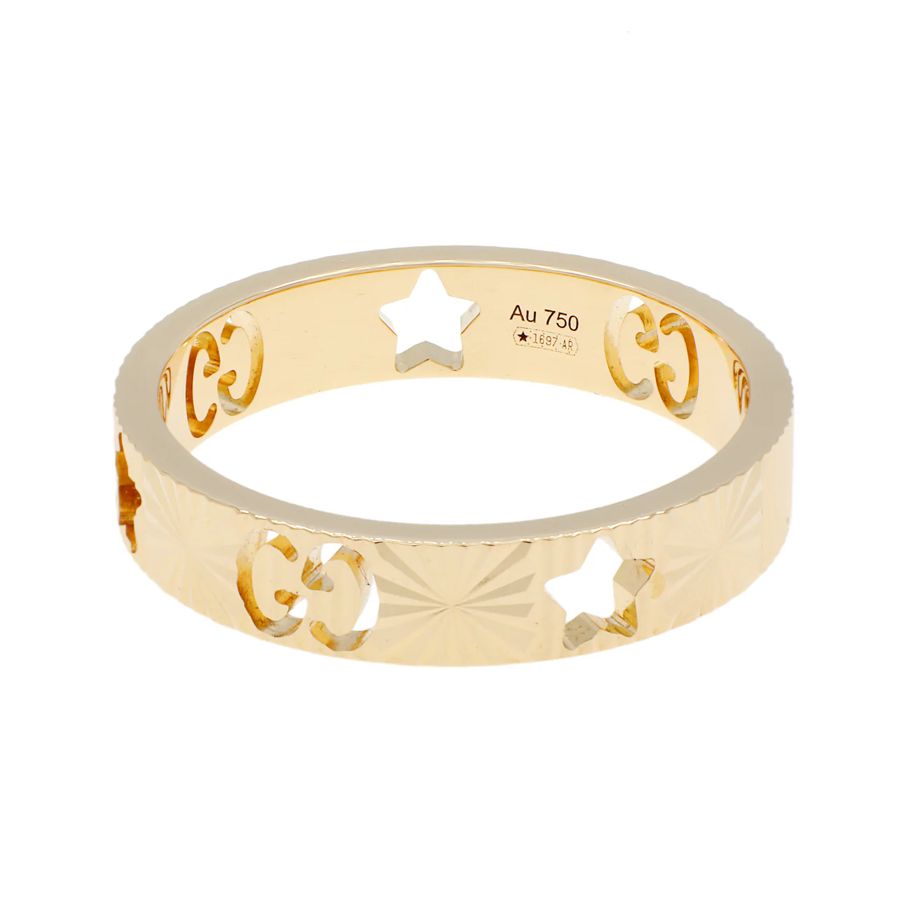 Gucci 18K Yellow Gold Icon Heart Band Ring - Image 2