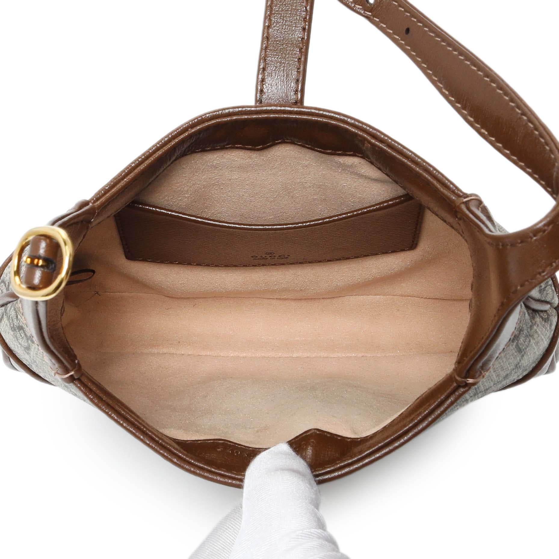 Gucci Beige Ebony Brown Sugar GG Supreme Monogram Azalea Calfskin Web Mini Jackie 1961 Hobo - Image 5