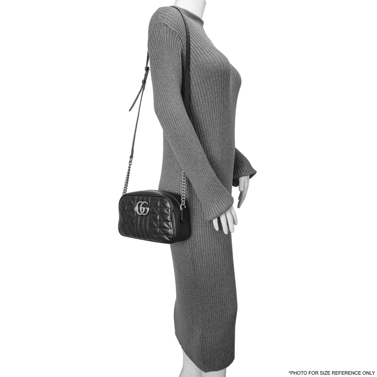 Gucci Black Aria Matelasse Calfskin Small Marmont Shoulder Bag - Image 7