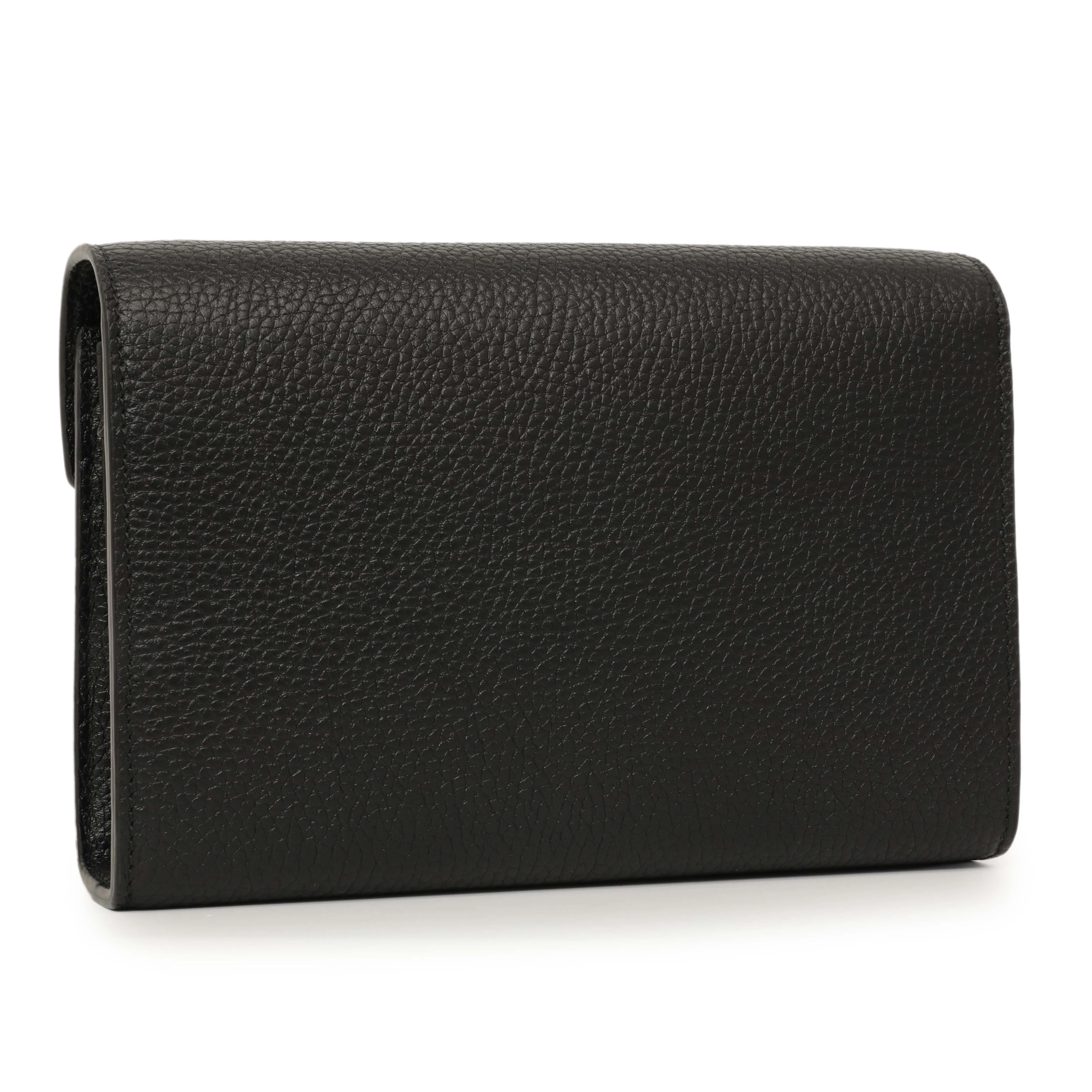 Gucci Black Calfskin GG Marmont Chain Wallet - Image 2