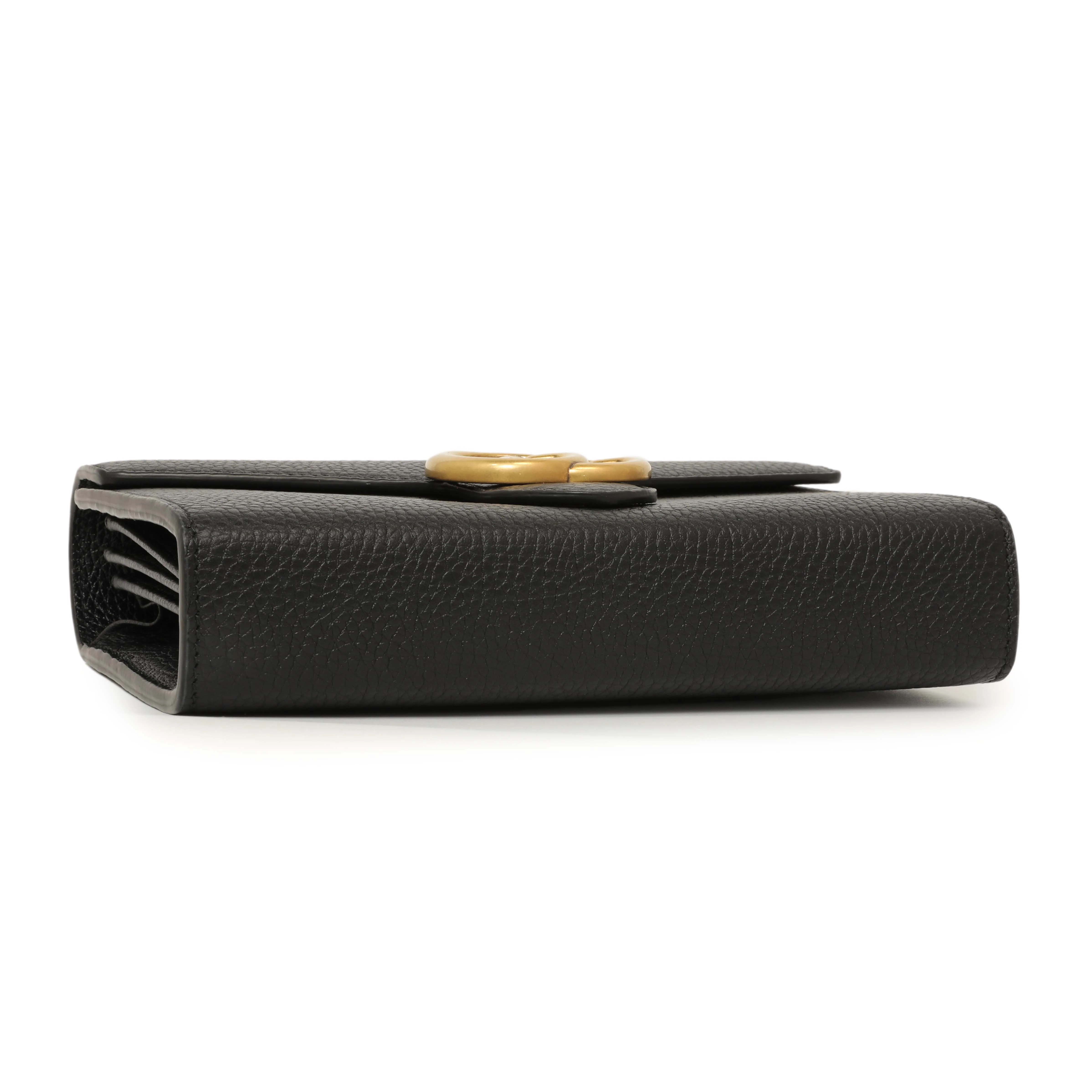 Gucci Black Calfskin GG Marmont Chain Wallet - Image 3