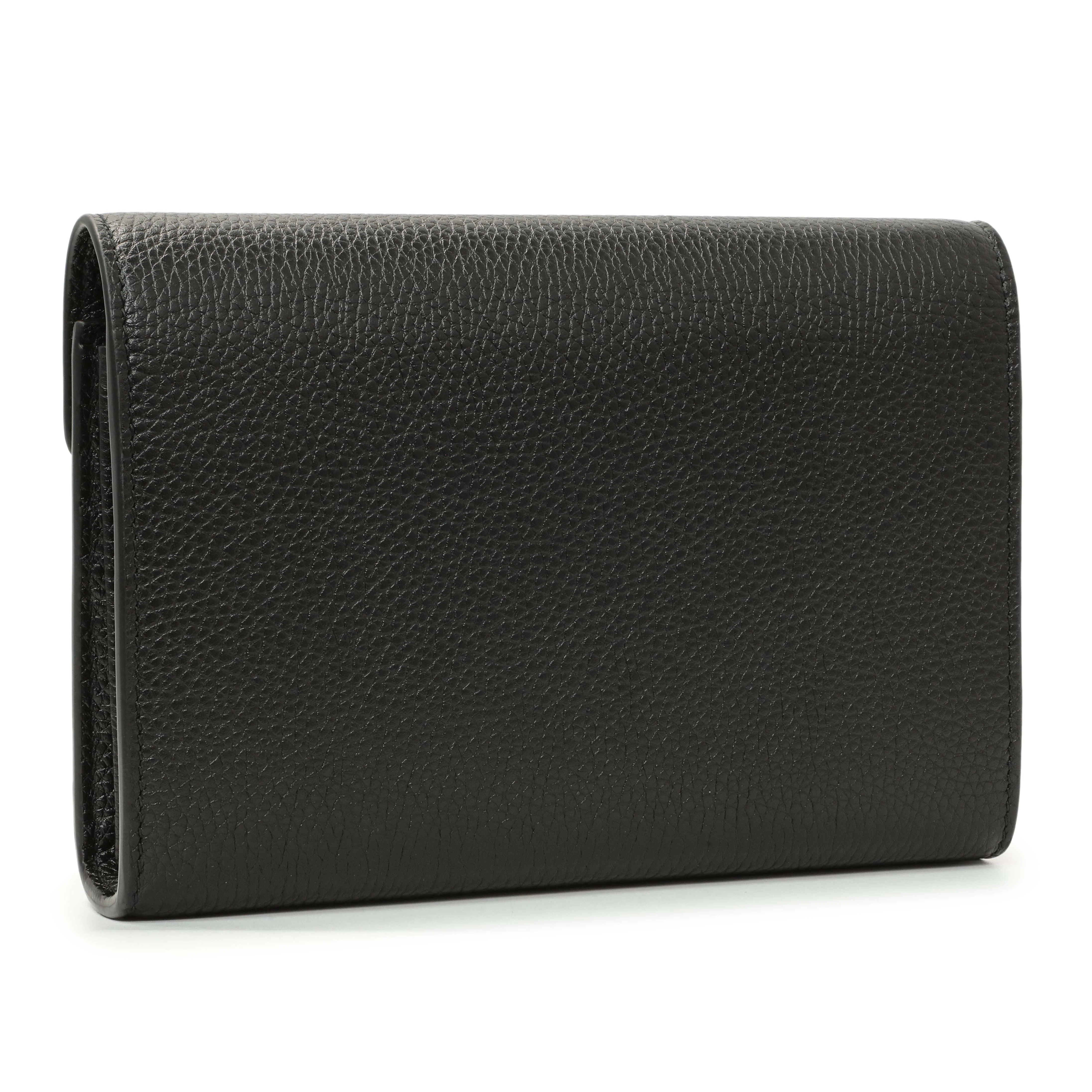 Gucci Black Calfskin GG Marmont Chain Wallet - Image 2