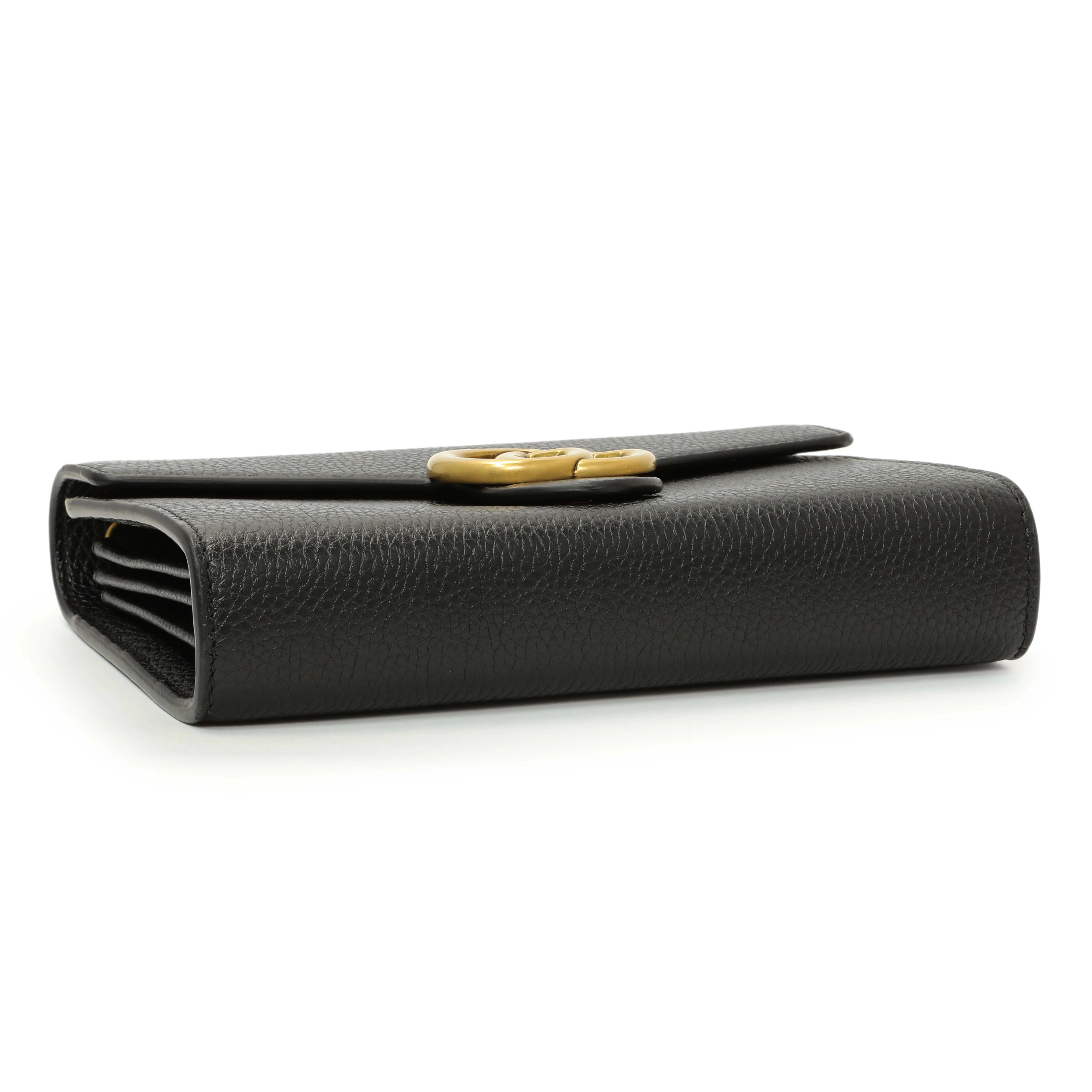 Gucci Black Calfskin GG Marmont Chain Wallet - Image 3