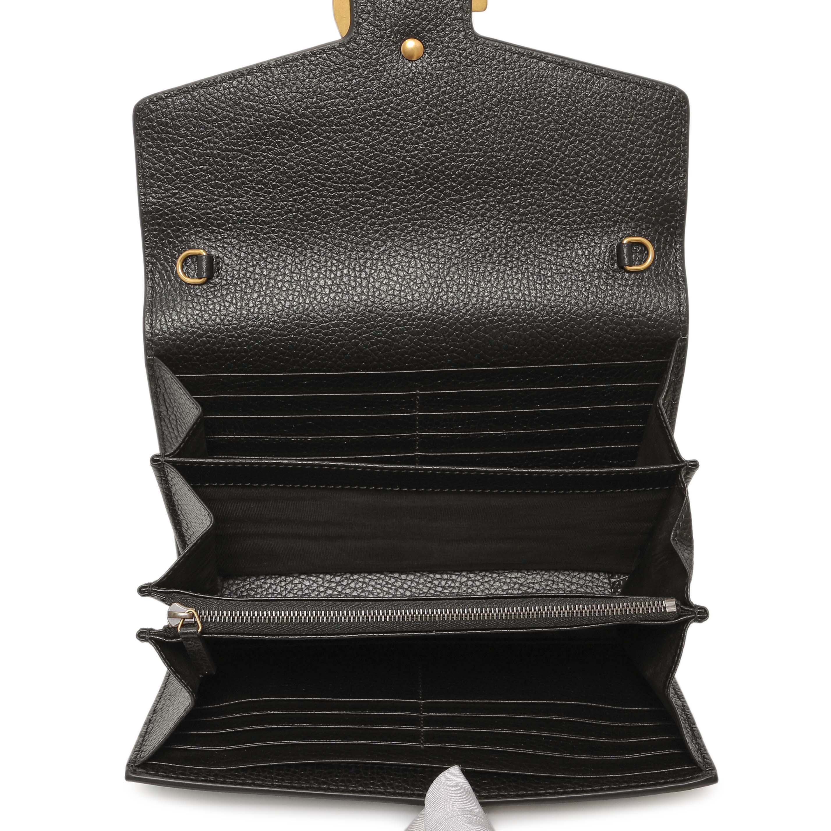 Gucci Black Calfskin GG Marmont Chain Wallet - Image 8