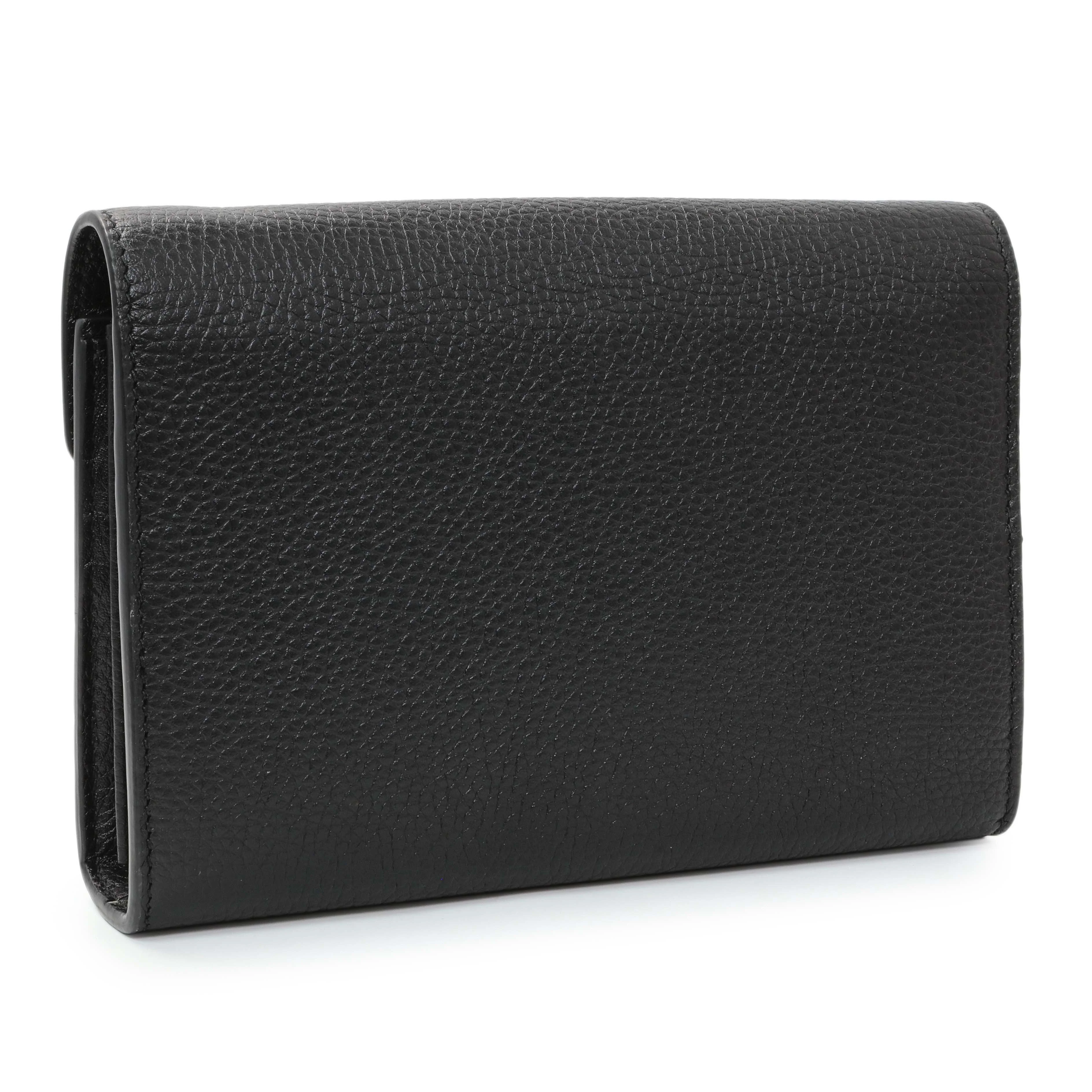 Gucci Black Calfskin GG Marmont Chain Wallet - Image 2