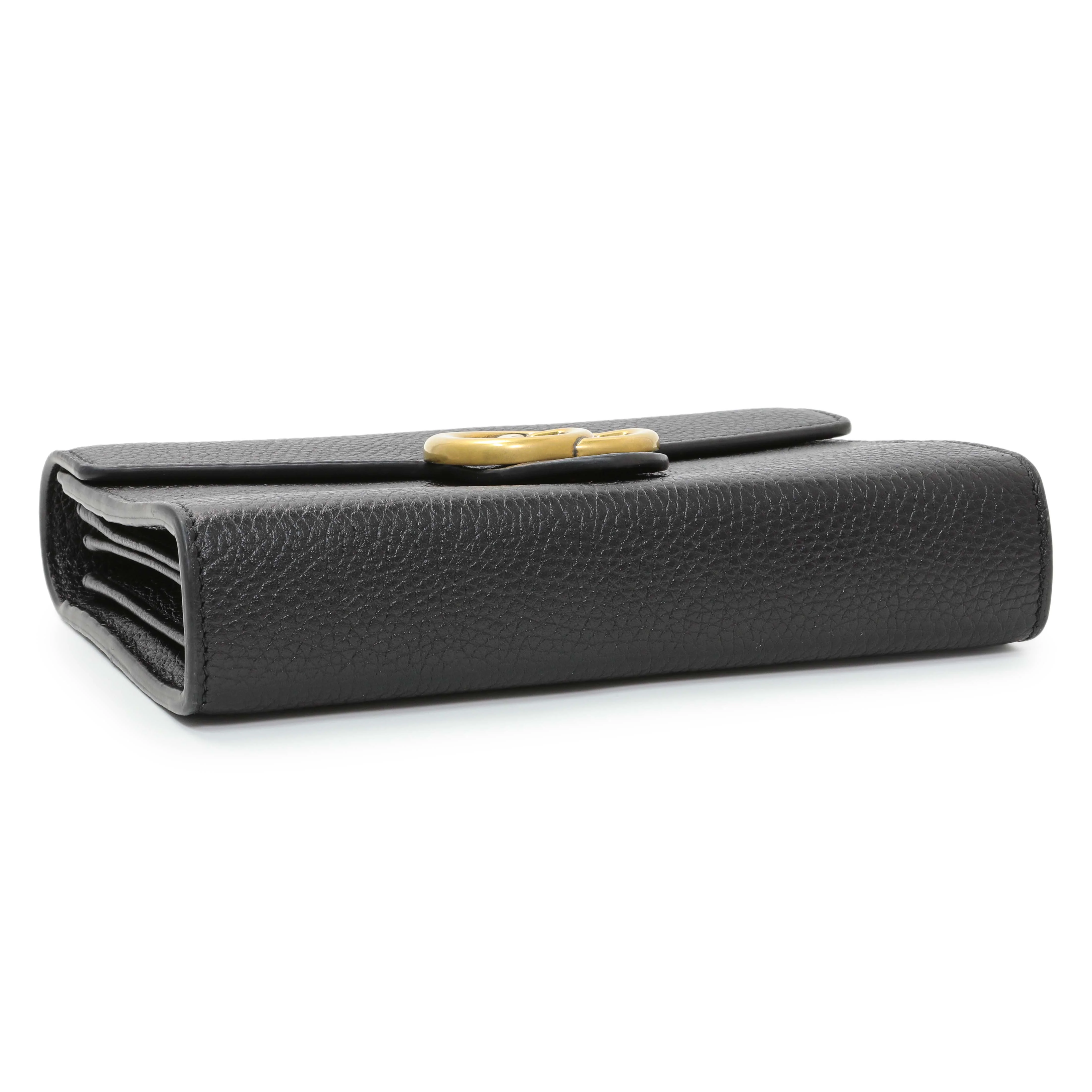 Gucci Black Calfskin GG Marmont Chain Wallet - Image 3