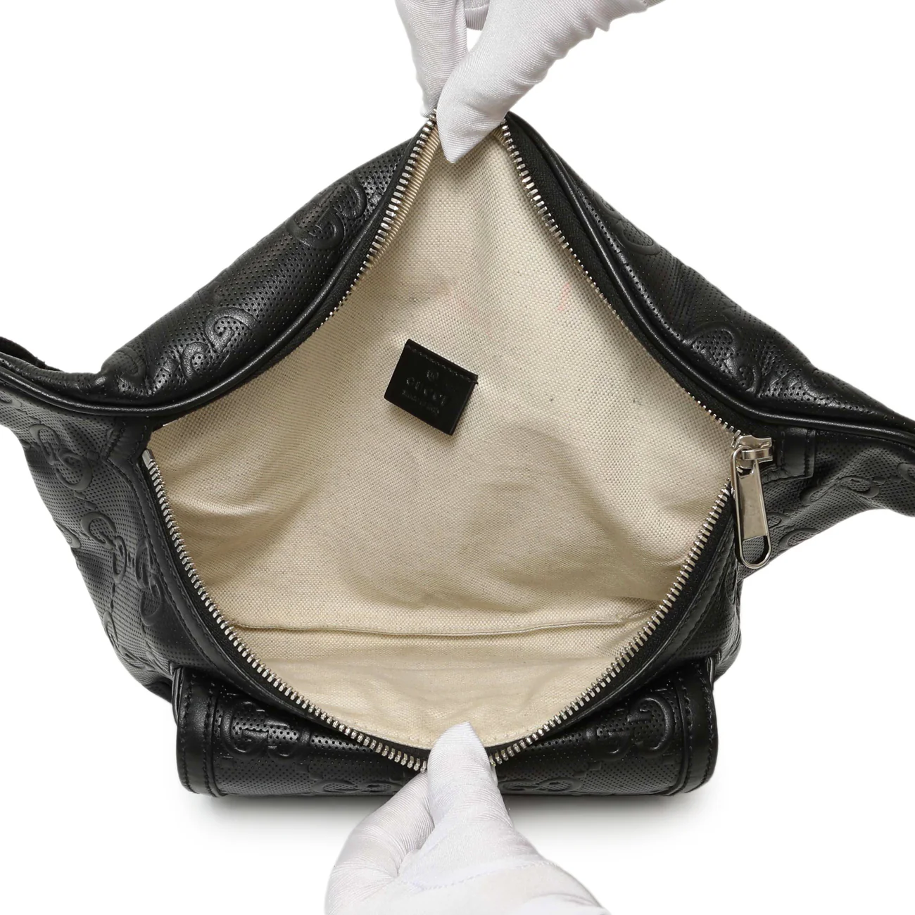Gucci Black Calfskin GG Tennis Embossed Pocket Belt Bag - Image 4