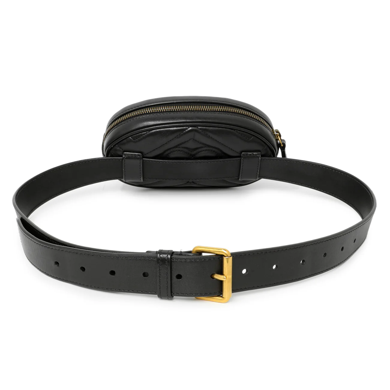 Gucci Black Calfskin Matelasse GG Marmont Belt Bag - Image 2