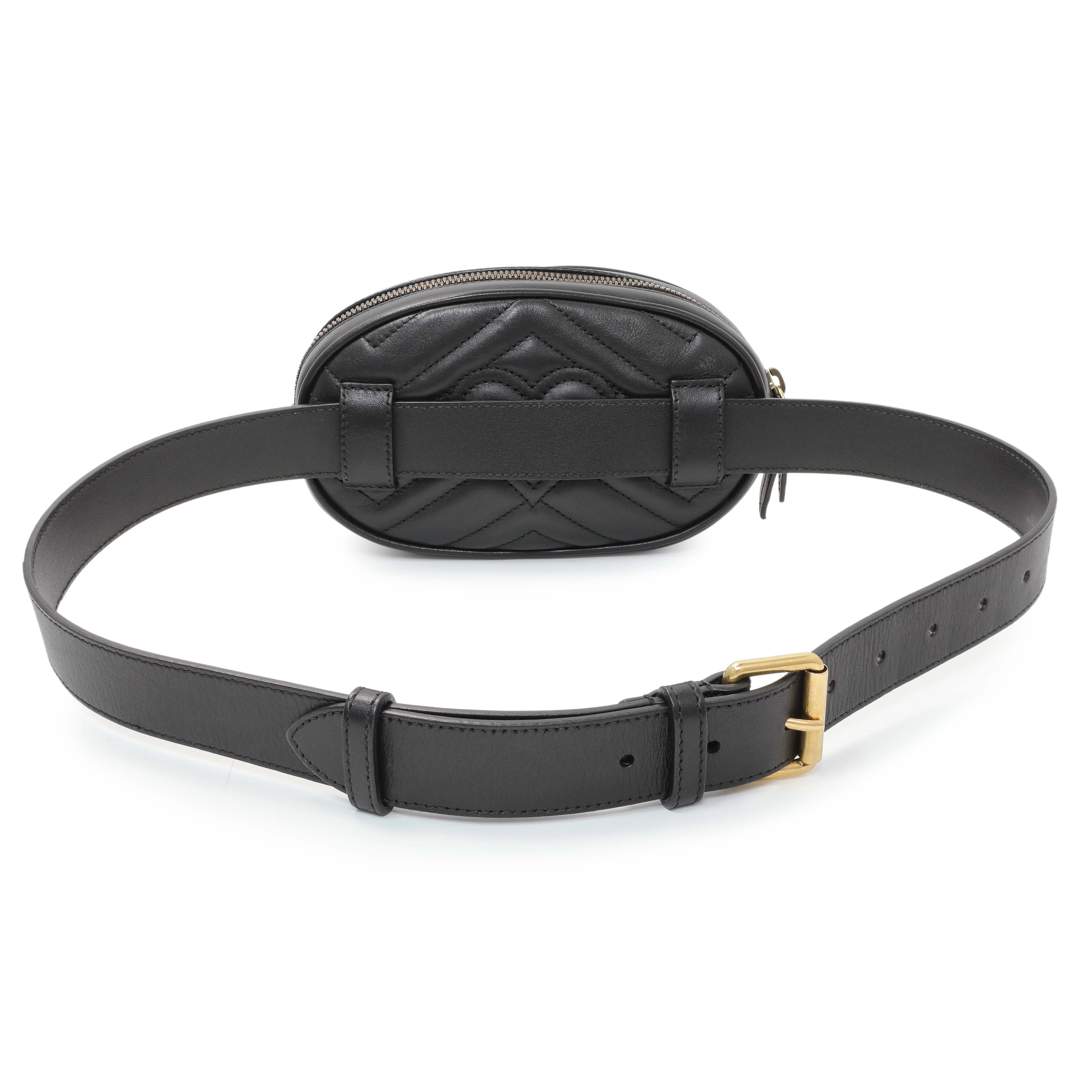 Gucci Black Calfskin Matelasse GG Marmont Belt Bag - Image 2