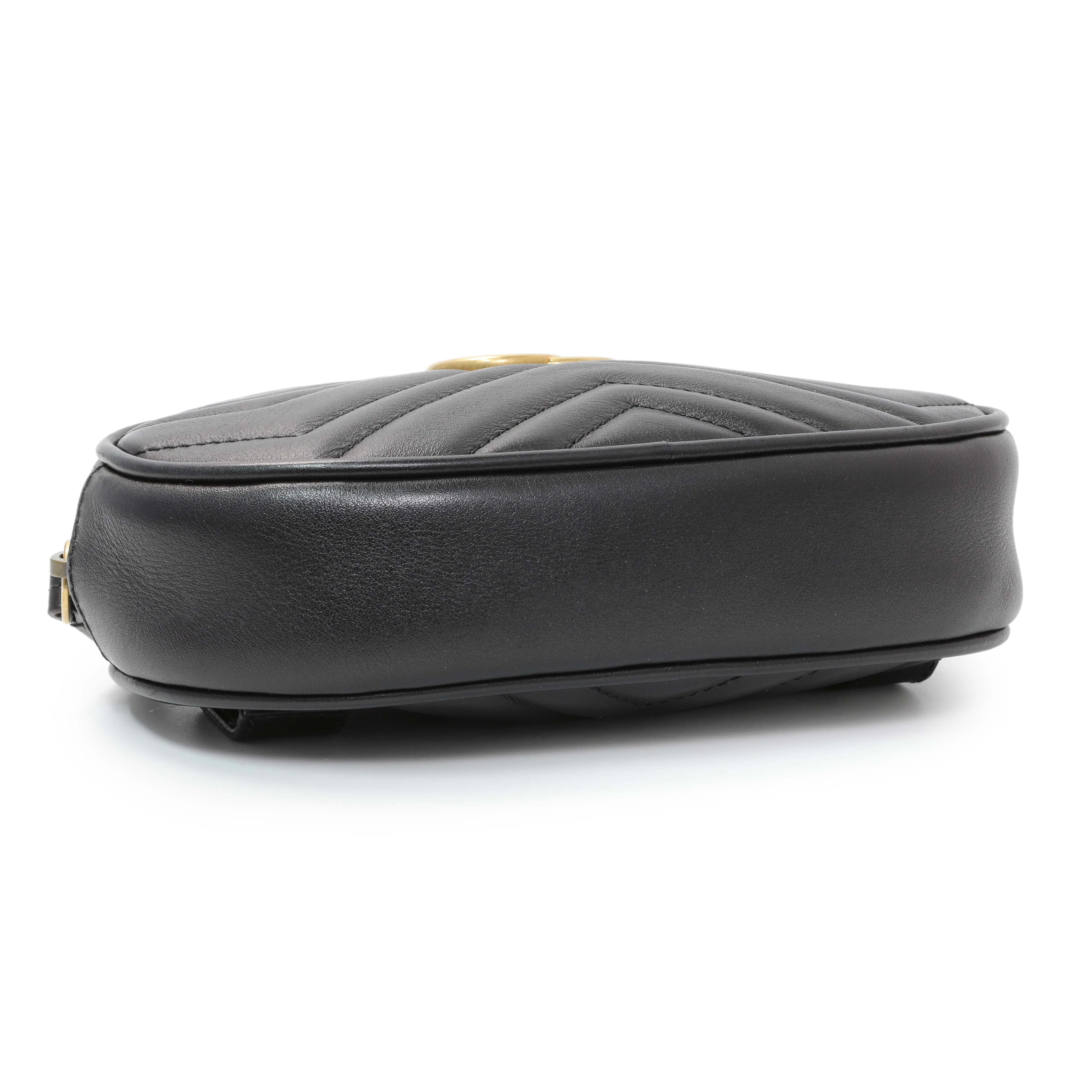Gucci Black Calfskin Matelasse GG Marmont Belt Bag - Image 3