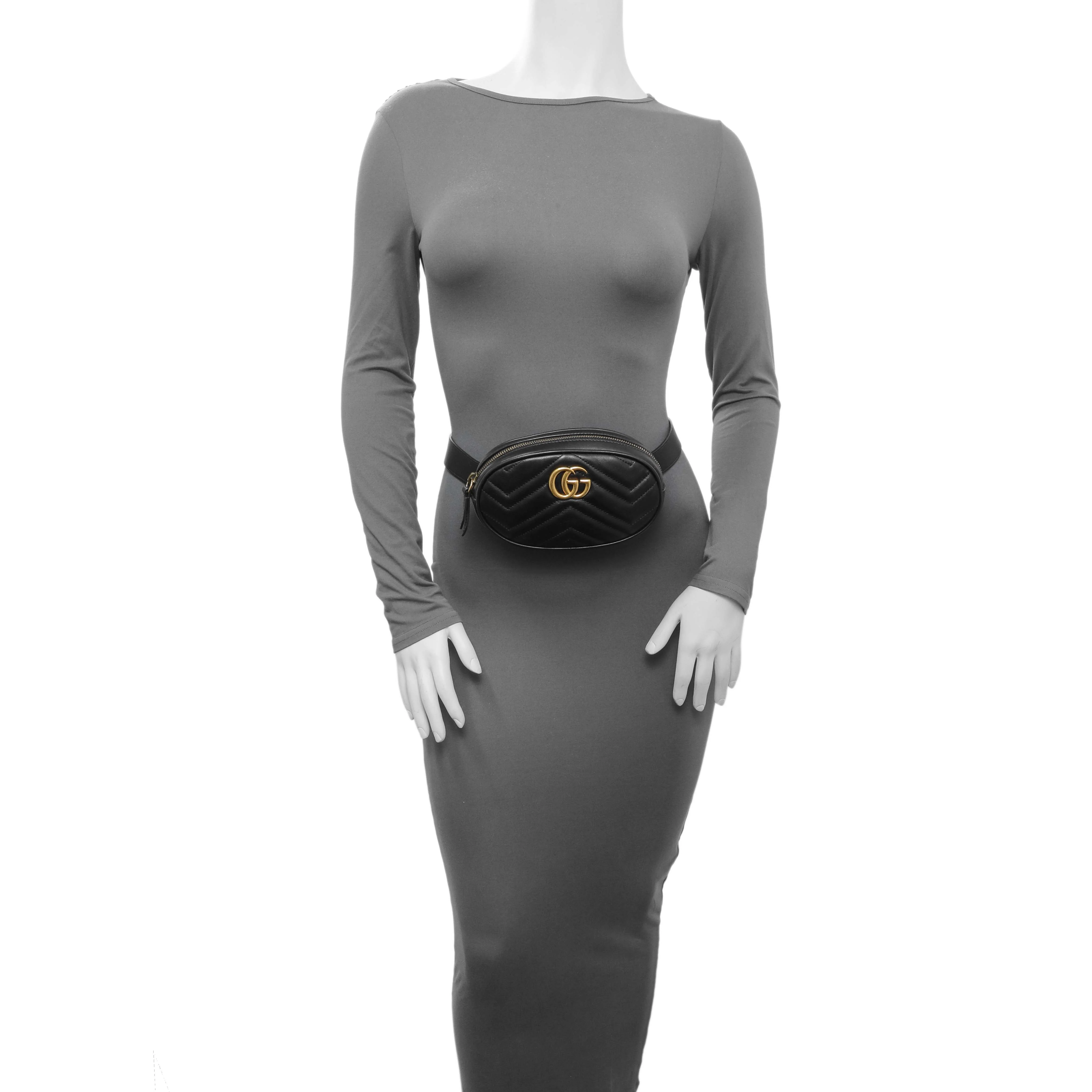 Gucci Black Calfskin Matelasse GG Marmont Belt Bag - Image 7