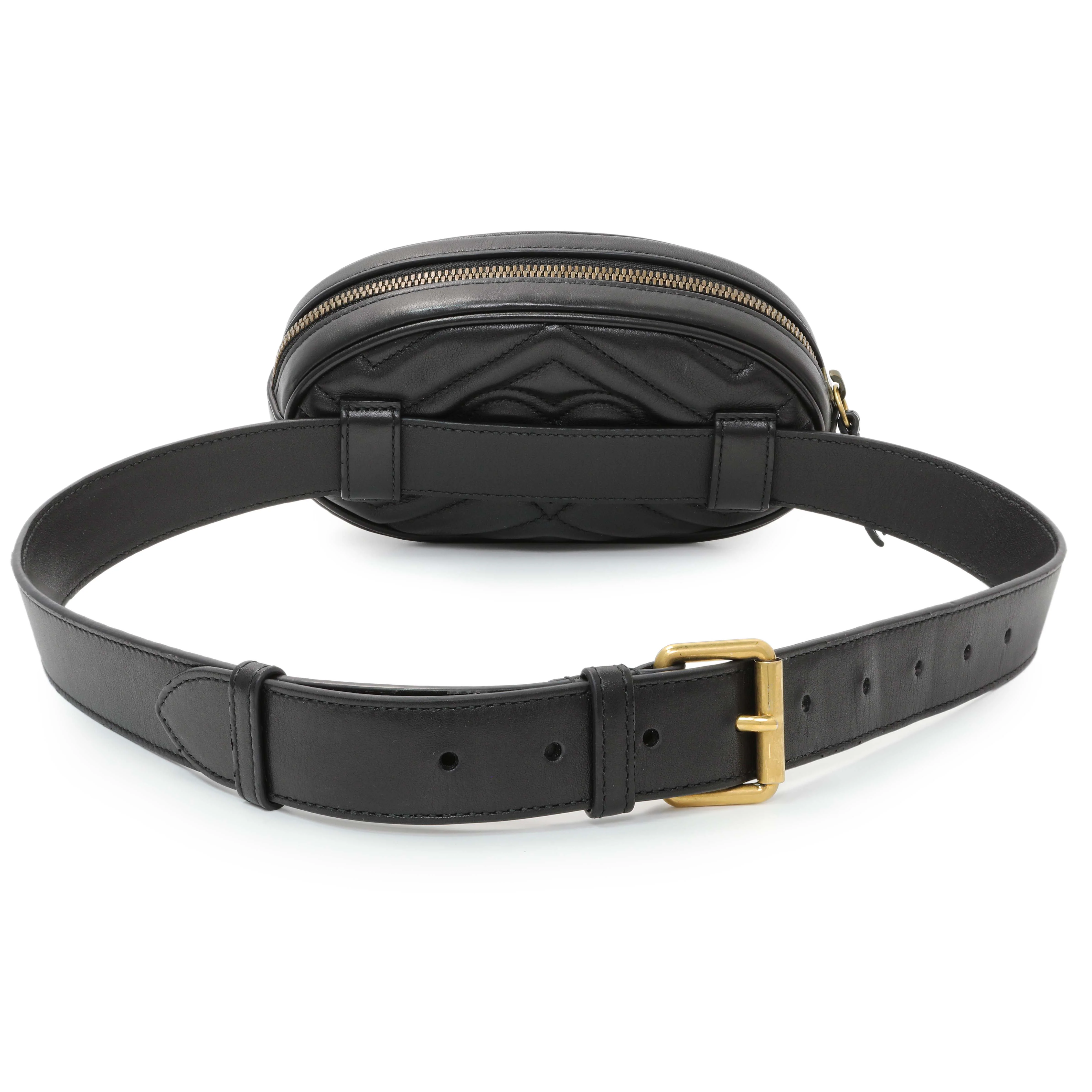 Gucci Black Calfskin Matelasse GG Marmont Belt Bag - Image 2