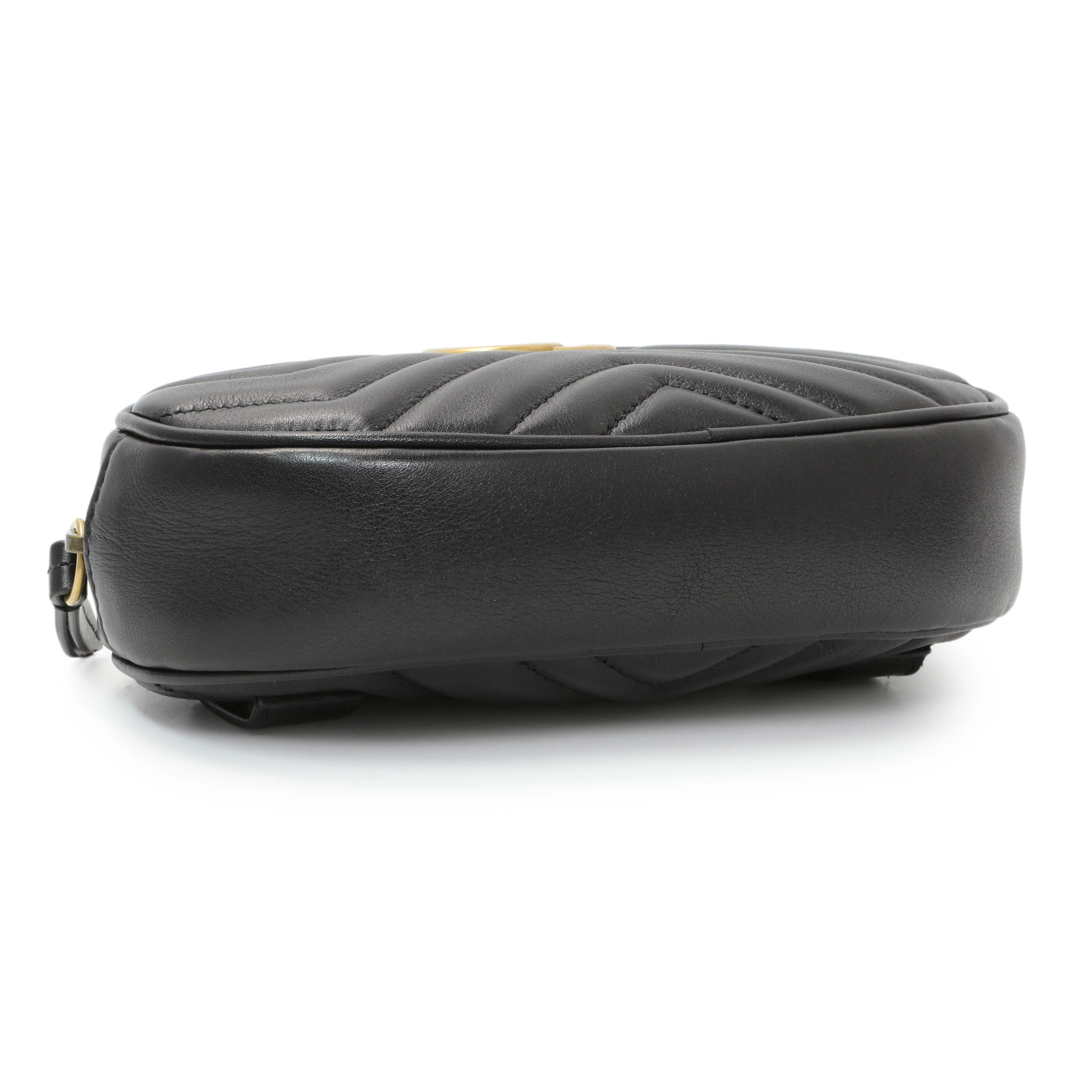 Gucci Black Calfskin Matelasse GG Marmont Belt Bag - Image 3