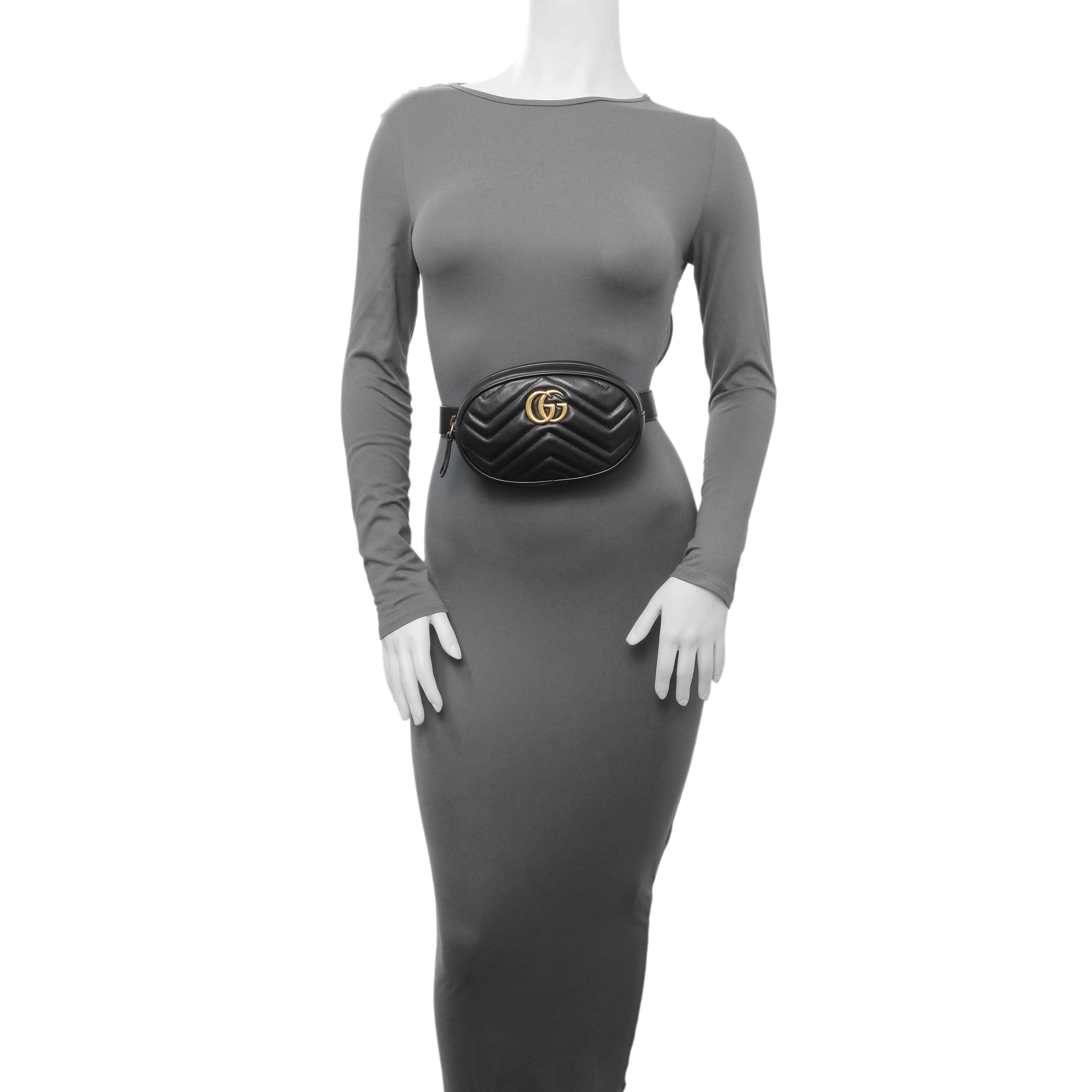 Gucci Black Calfskin Matelasse GG Marmont Belt Bag - Image 7