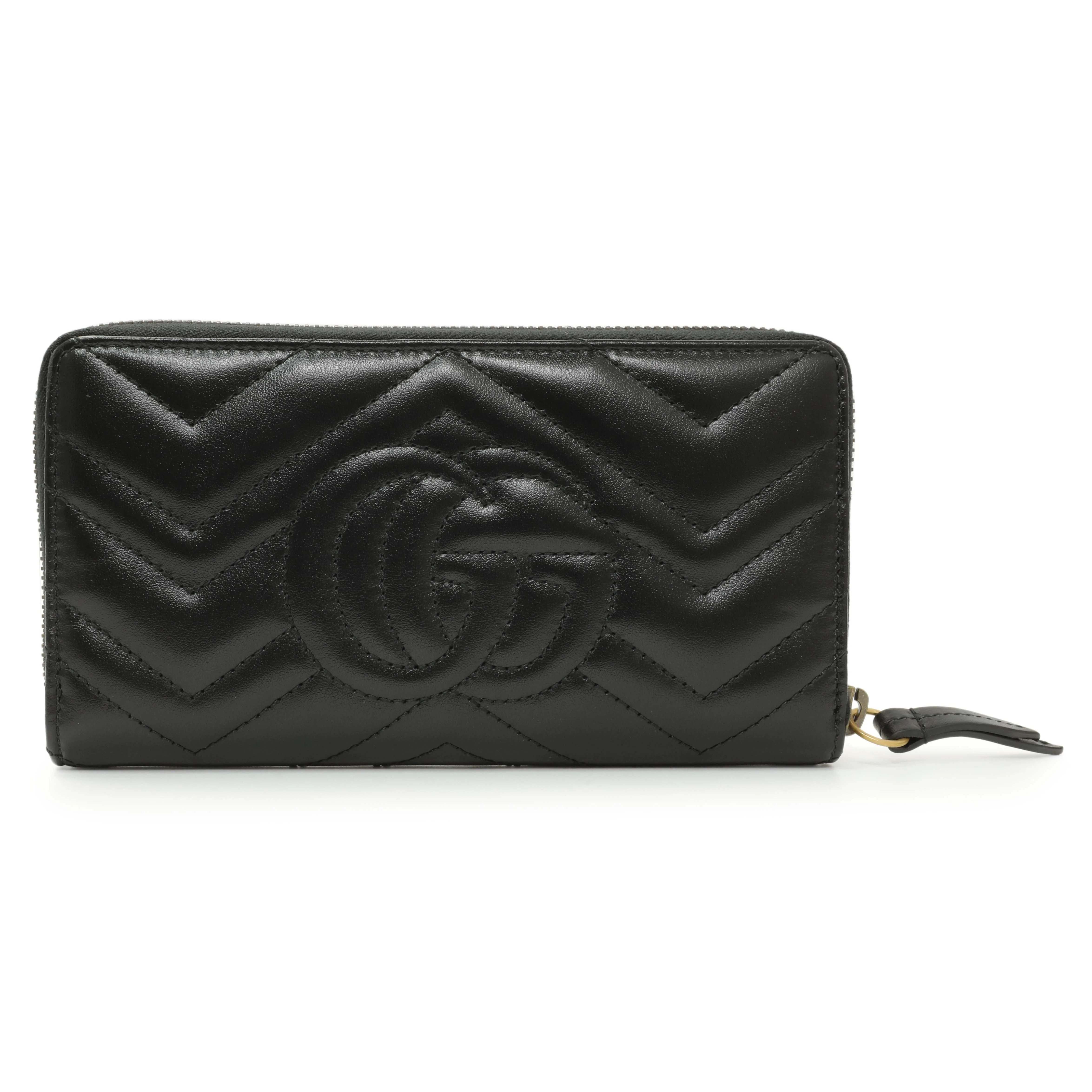 Gucci Black Calfskin Matelasse GG Marmont Zip Around Wallet - Image 2