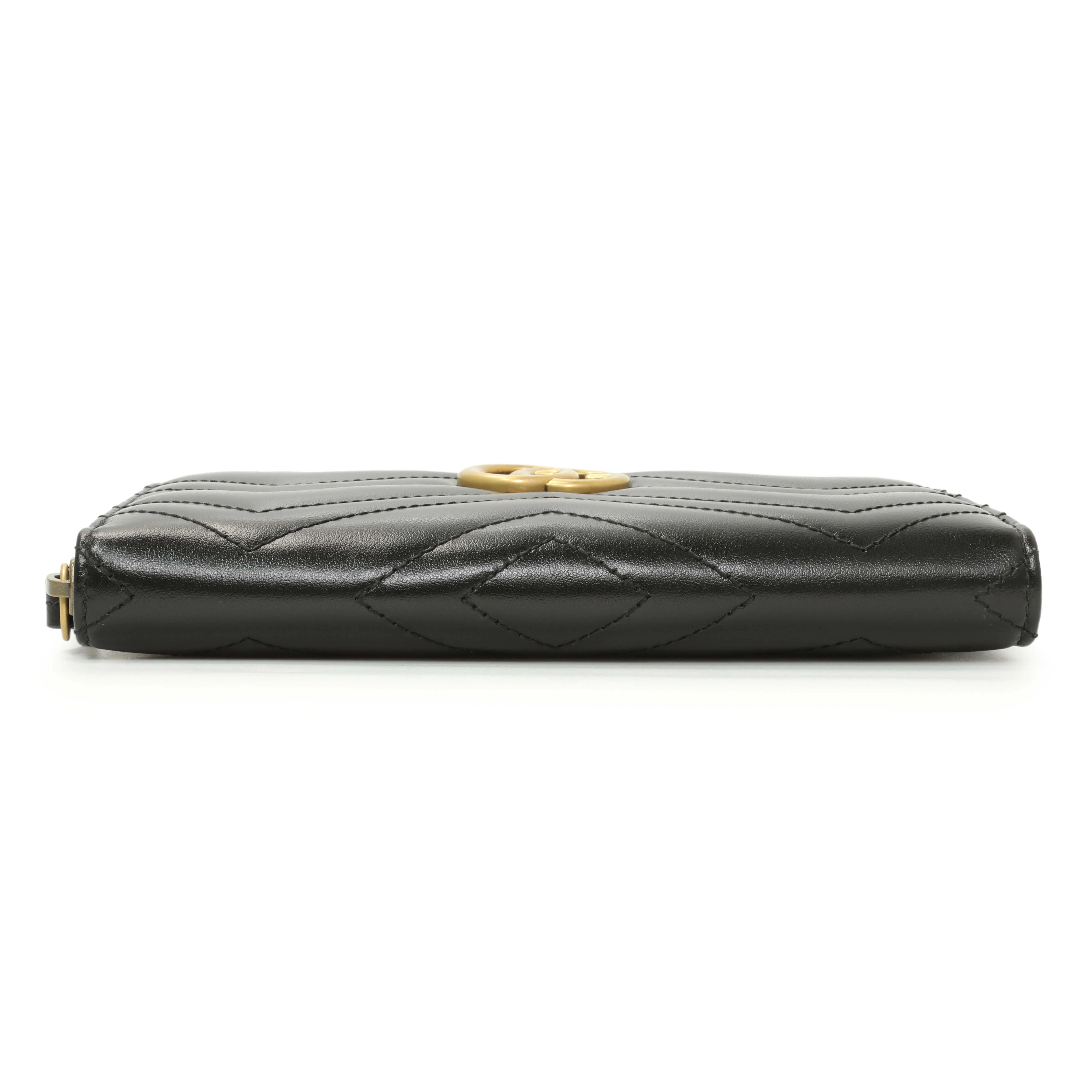 Gucci Black Calfskin Matelasse GG Marmont Zip Around Wallet - Image 3