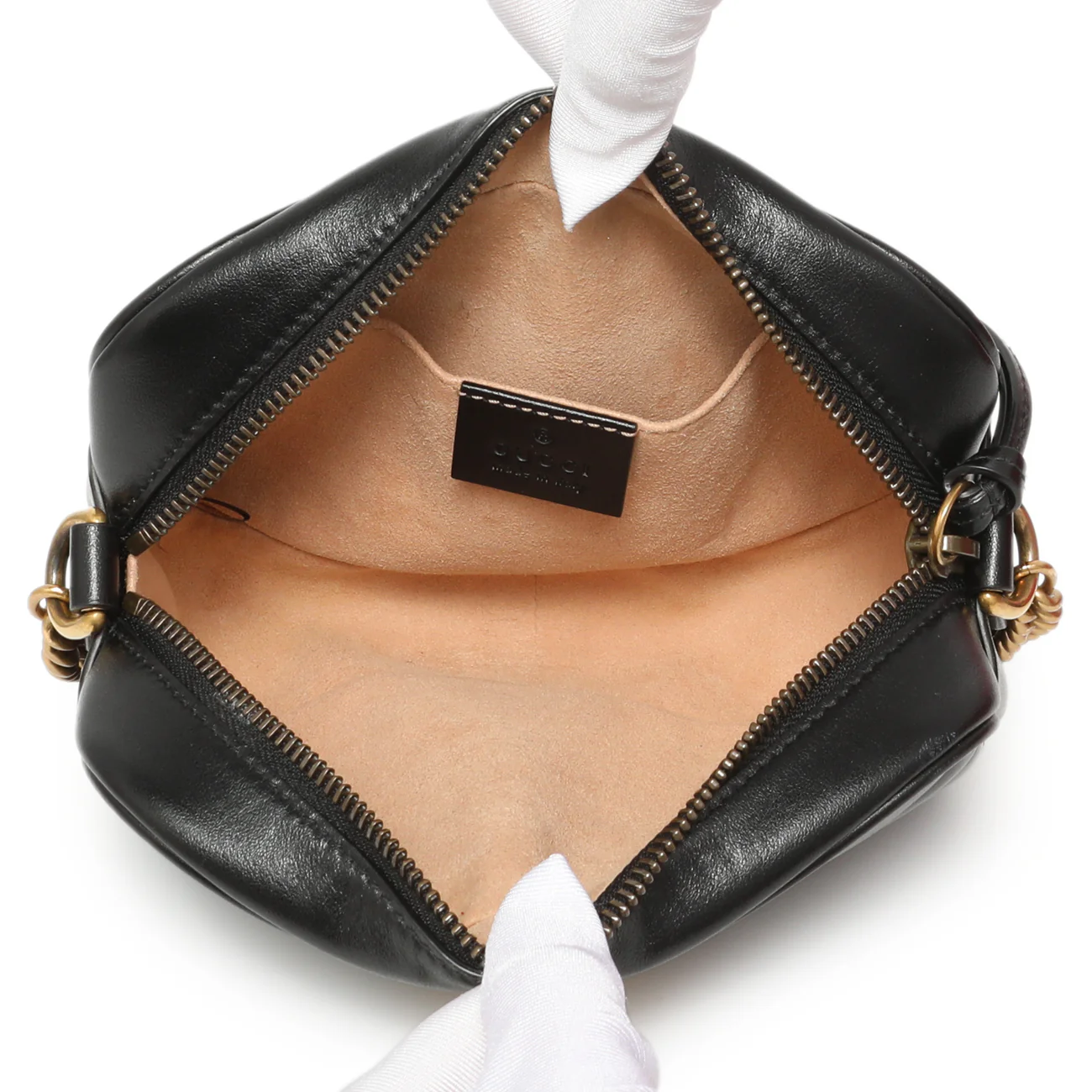 Gucci Black Calfskin Matelasse Mini GG Marmont Chain Shoulder Bag - Image 4
