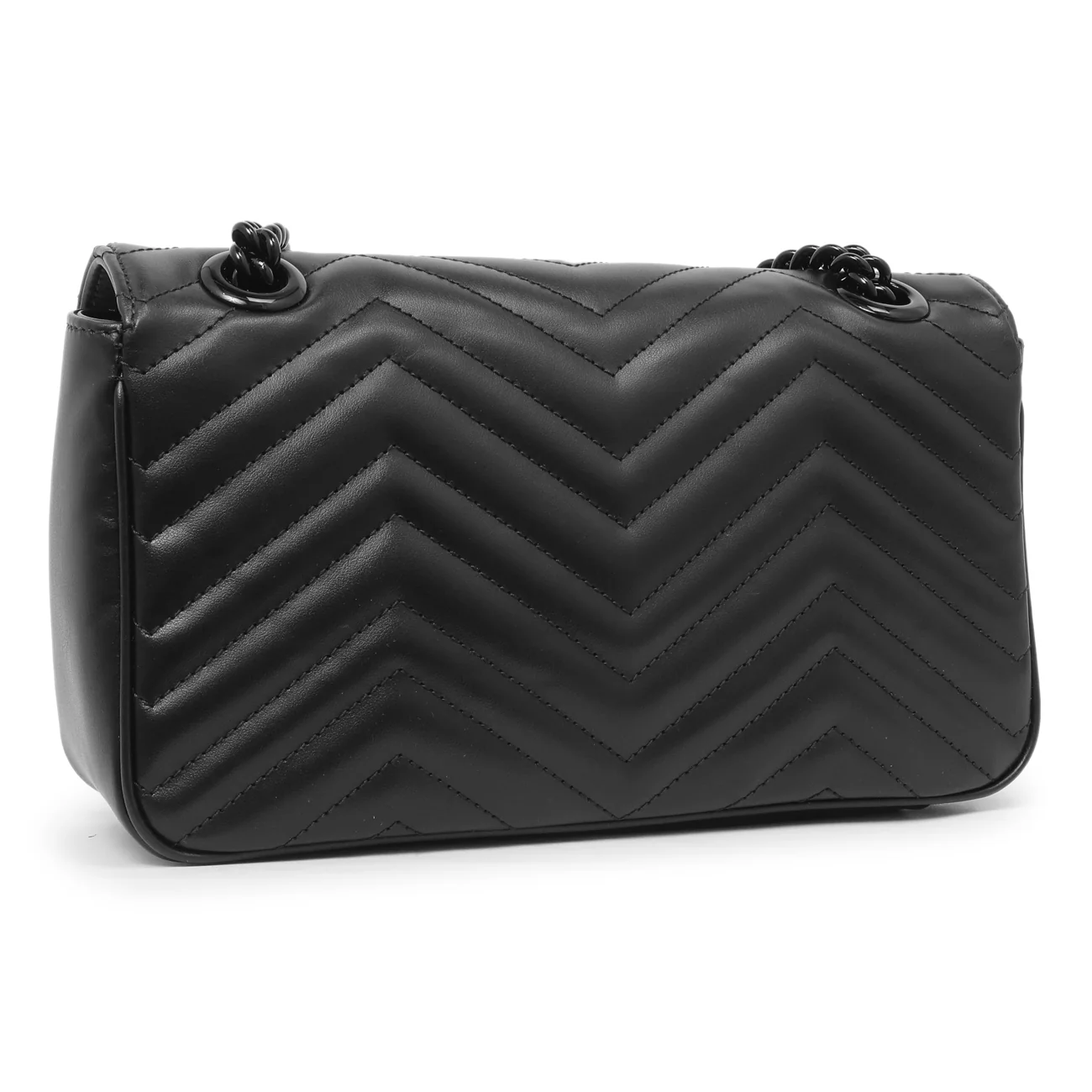 Gucci Black Calfskin Matelasse Monochrome Small GG Marmont Shoulder Bag - Image 3