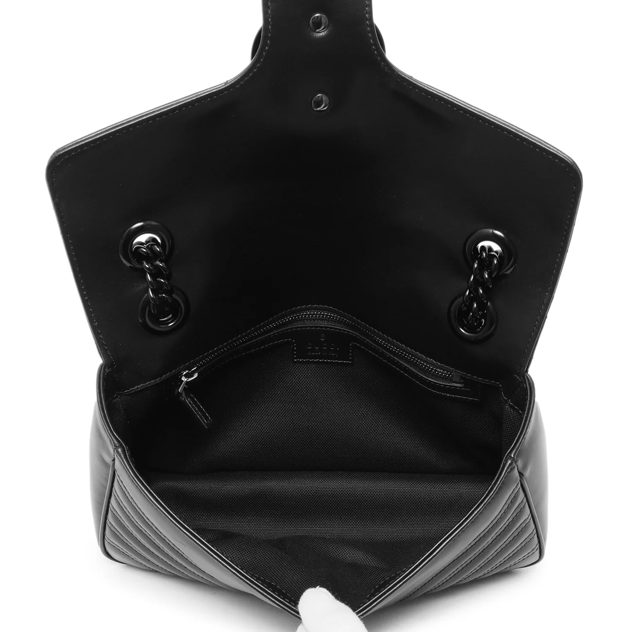 Gucci Black Calfskin Matelasse Monochrome Small GG Marmont Shoulder Bag - Image 5