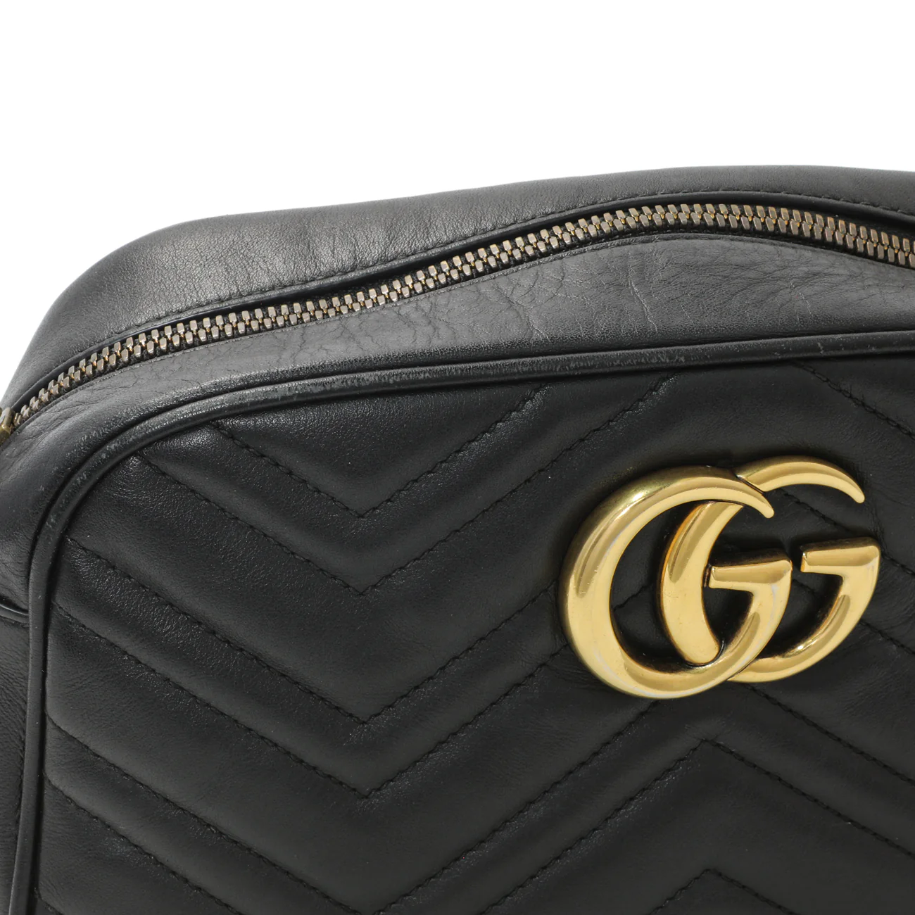 Gucci Black Calfskin Matelasse Small GG Marmont Chain Shoulder Bag - Image 13