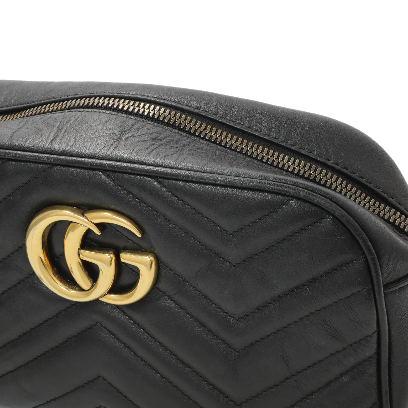 Gucci Black Calfskin Matelasse Small GG Marmont Chain Shoulder Bag - Image 14