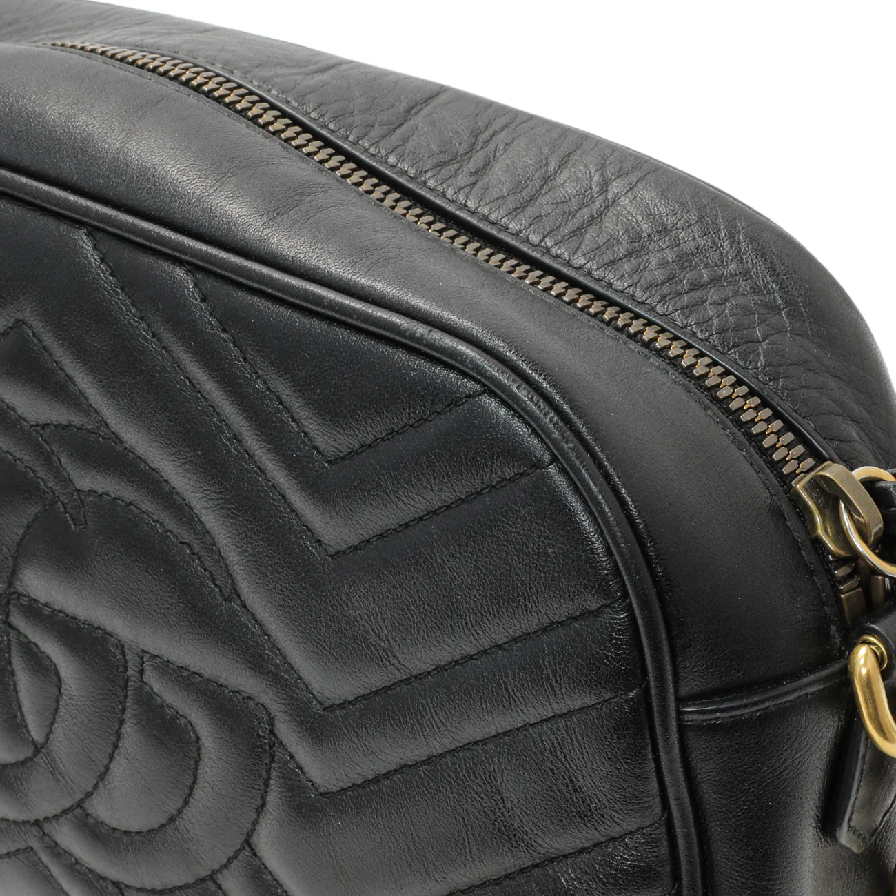 Gucci Black Calfskin Matelasse Small GG Marmont Chain Shoulder Bag - Image 15
