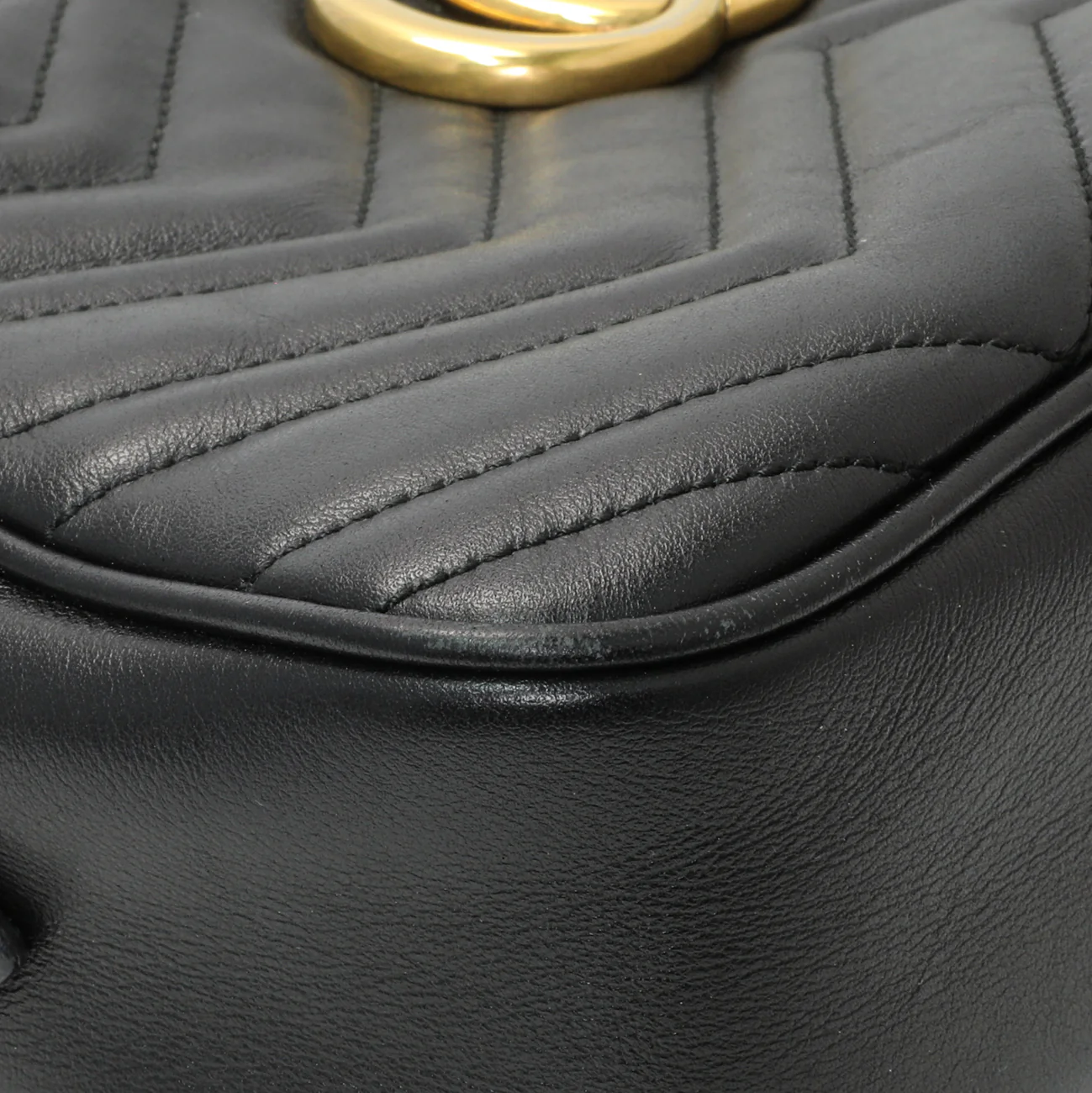 Gucci Black Calfskin Matelasse Small GG Marmont Chain Shoulder Bag - Image 4