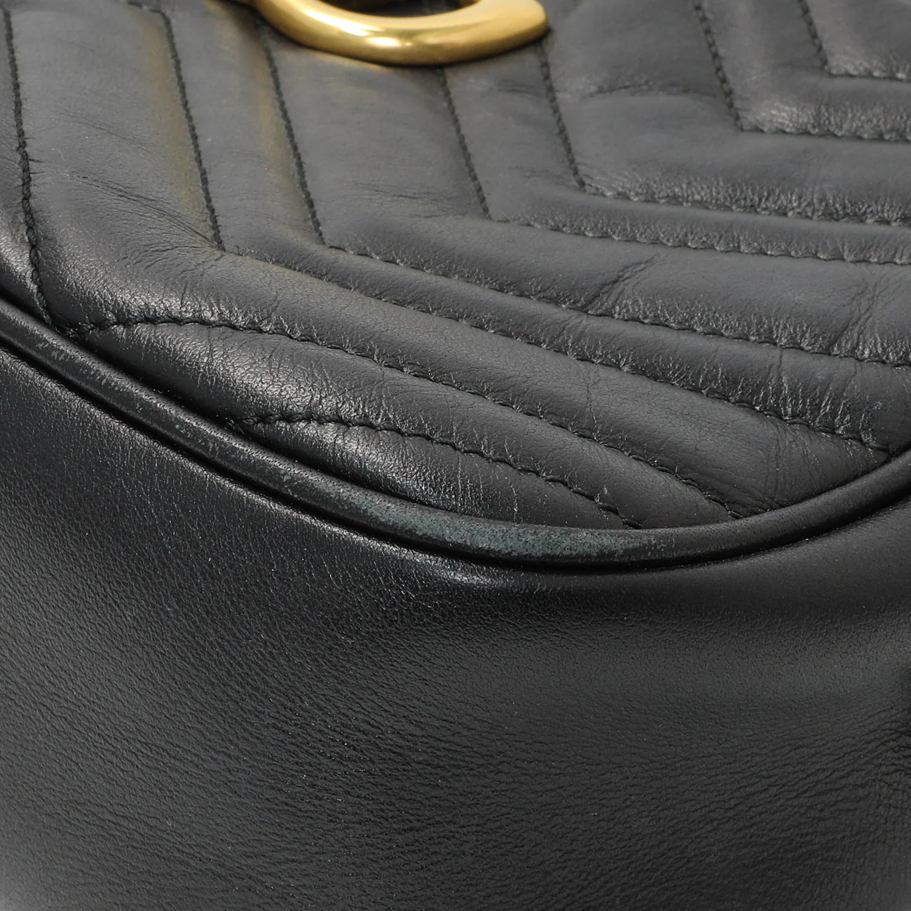 Gucci Black Calfskin Matelasse Small GG Marmont Chain Shoulder Bag - Image 5