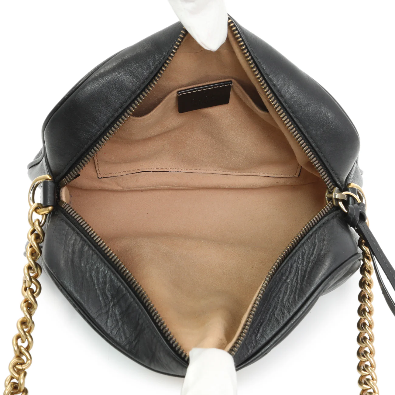 Gucci Black Calfskin Matelasse Small GG Marmont Chain Shoulder Bag - Image 8