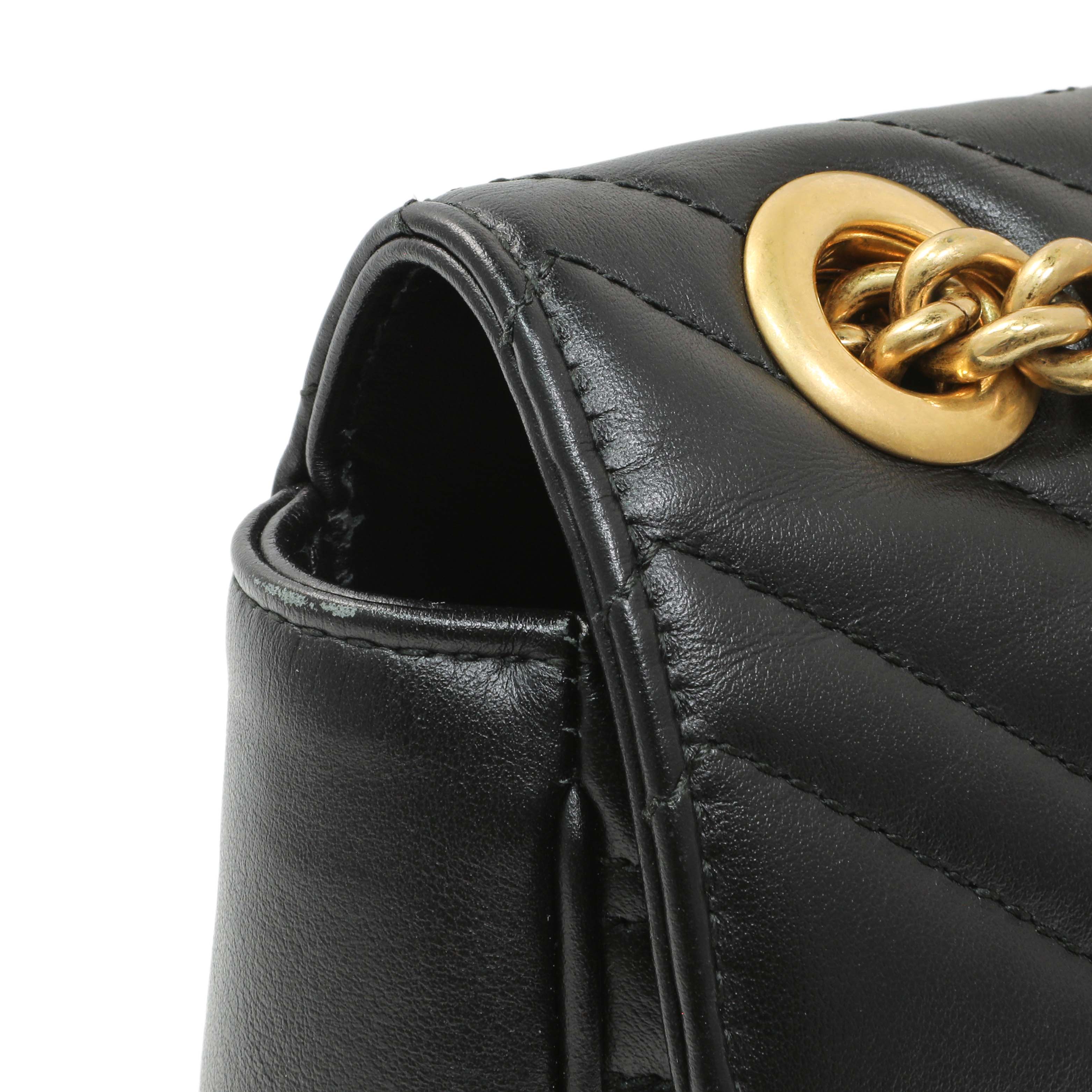 Gucci Black Calfskin Matelasse Small GG Marmont Shoulder Bag - Image 11