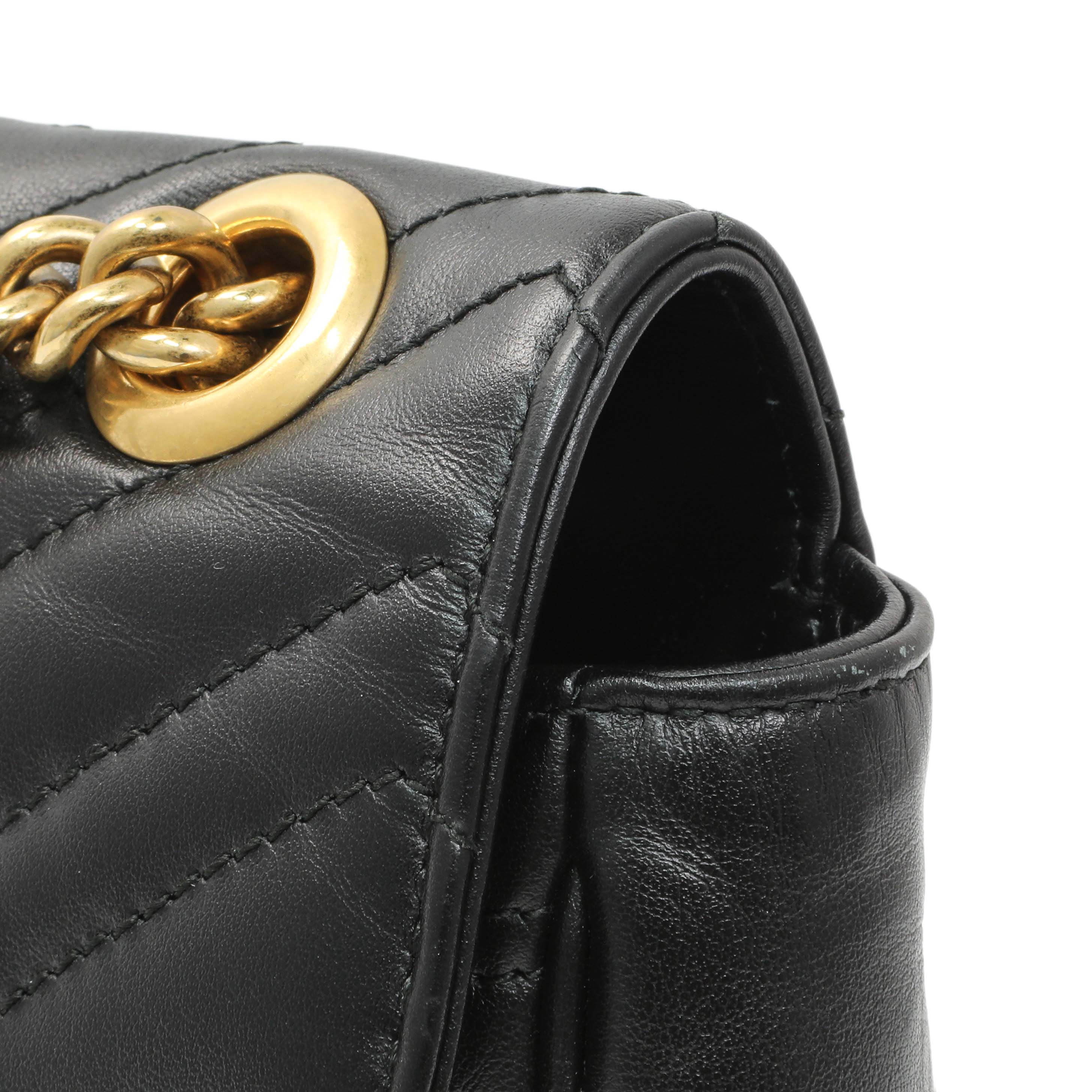 Gucci Black Calfskin Matelasse Small GG Marmont Shoulder Bag - Image 12