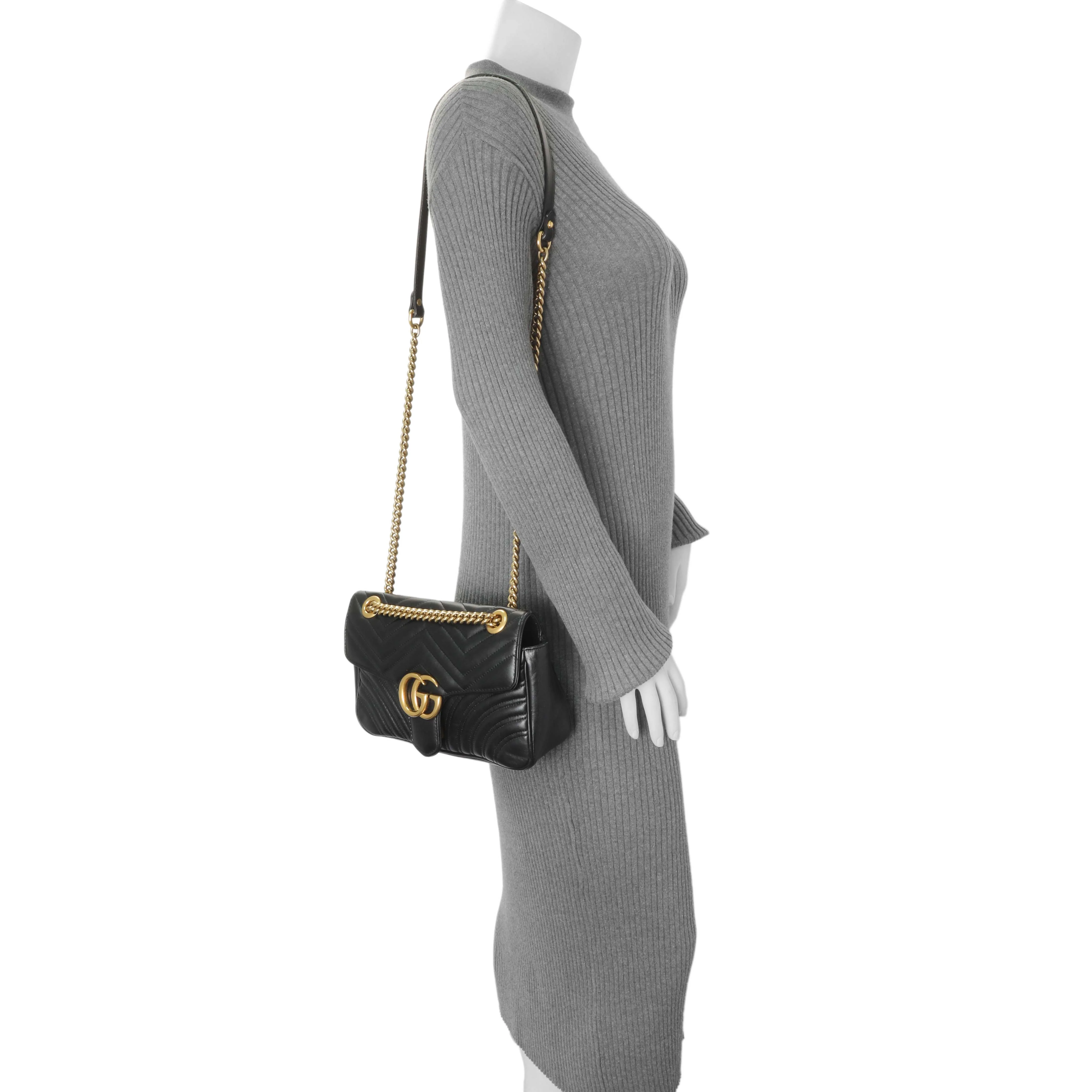 Gucci Black Calfskin Matelasse Small GG Marmont Shoulder Bag - Image 13