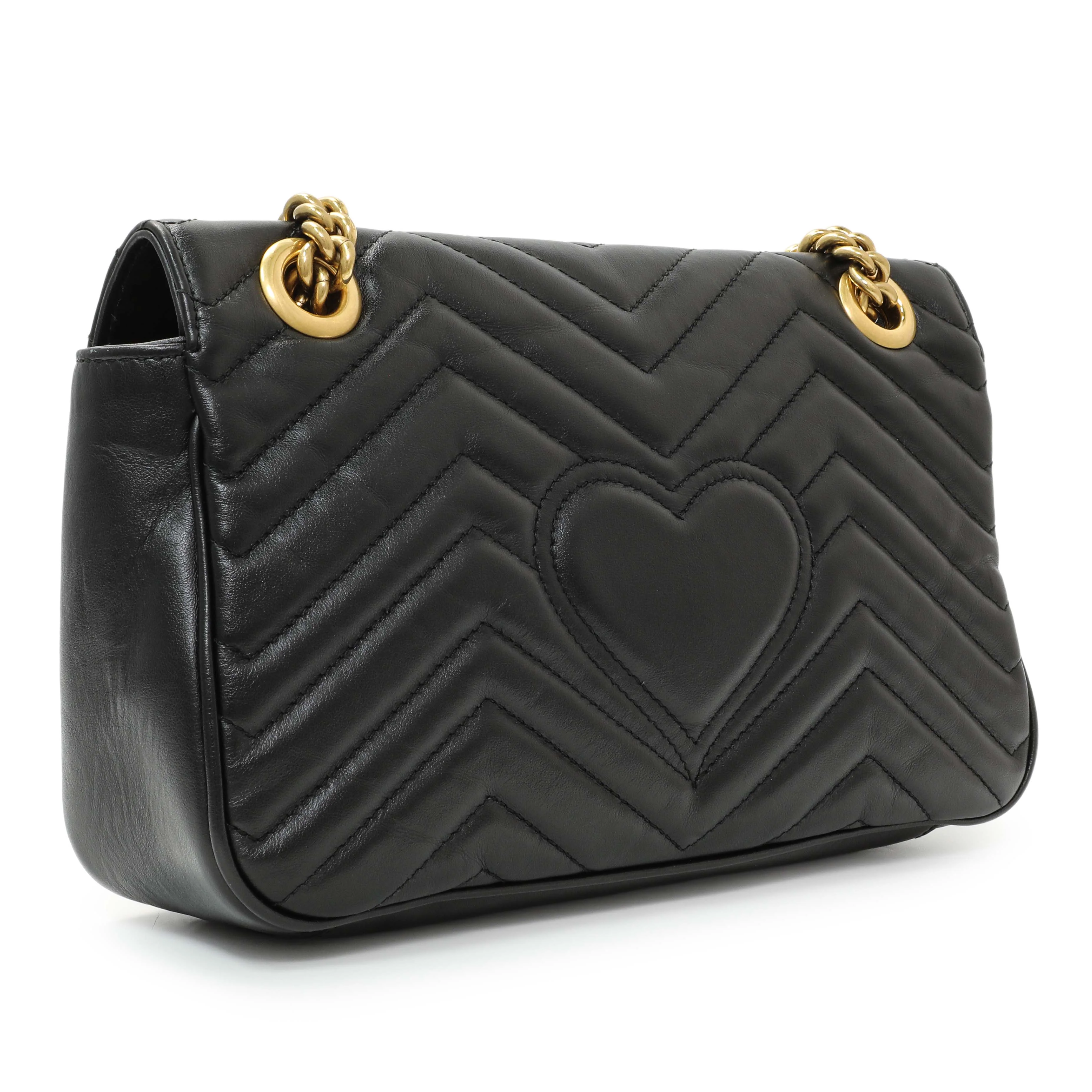 Gucci Black Calfskin Matelasse Small GG Marmont Shoulder Bag - Image 2