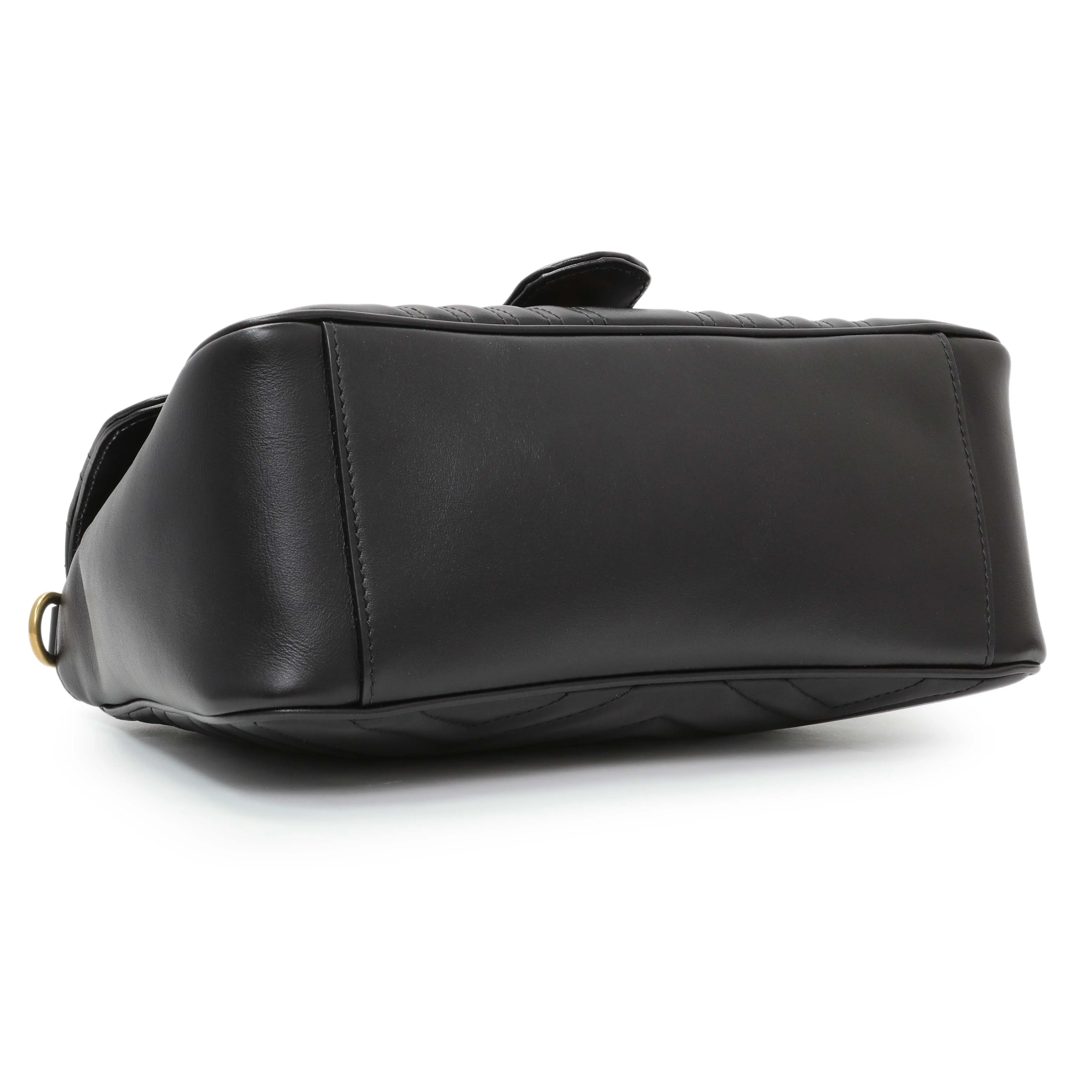 Gucci Black Calfskin Matelasse Small GG Marmont Top Handle Shoulder Bag - Image 3