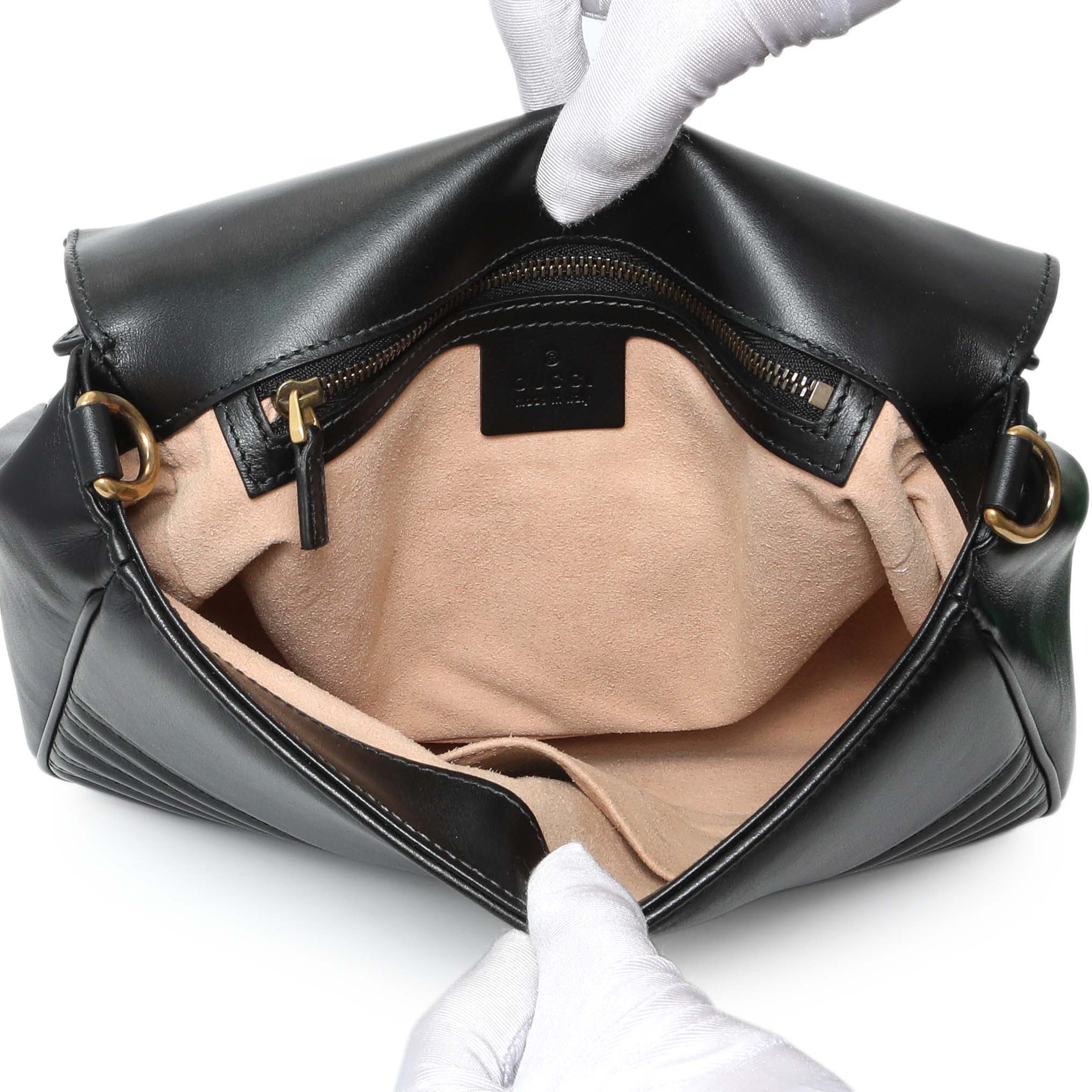 Gucci Black Calfskin Matelasse Small GG Marmont Top Handle Shoulder Bag - Image 4