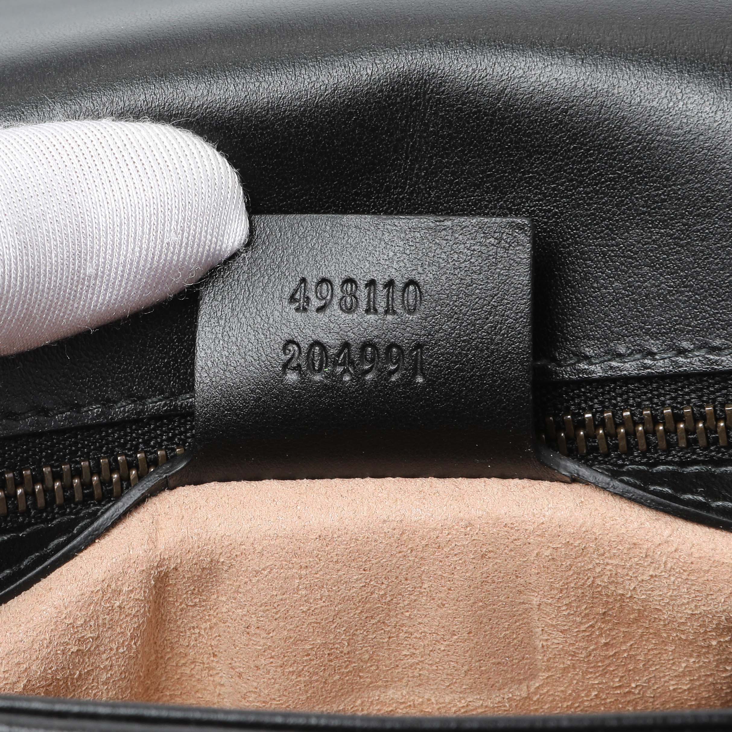 Gucci Black Calfskin Matelasse Small GG Marmont Top Handle Shoulder Bag - Image 6