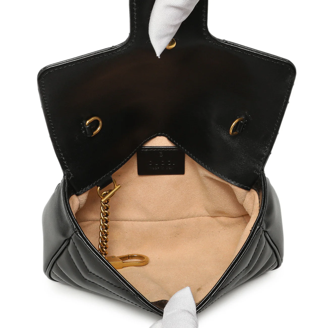 Gucci Black Calfskin Matelasse Super Mini GG Marmont - Image 8