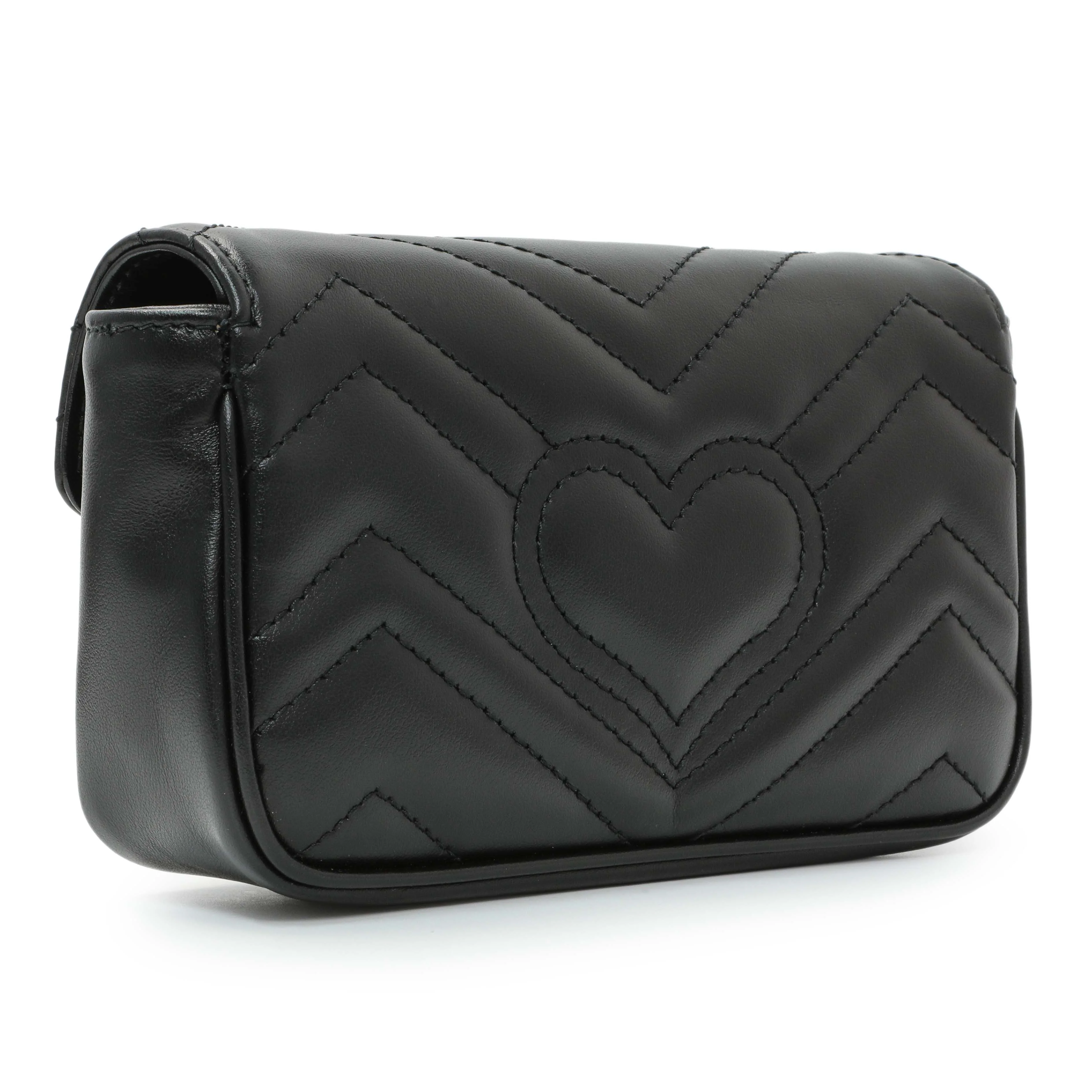 Gucci Black Calfskin Matelasse Super Mini GG Marmont - Image 2
