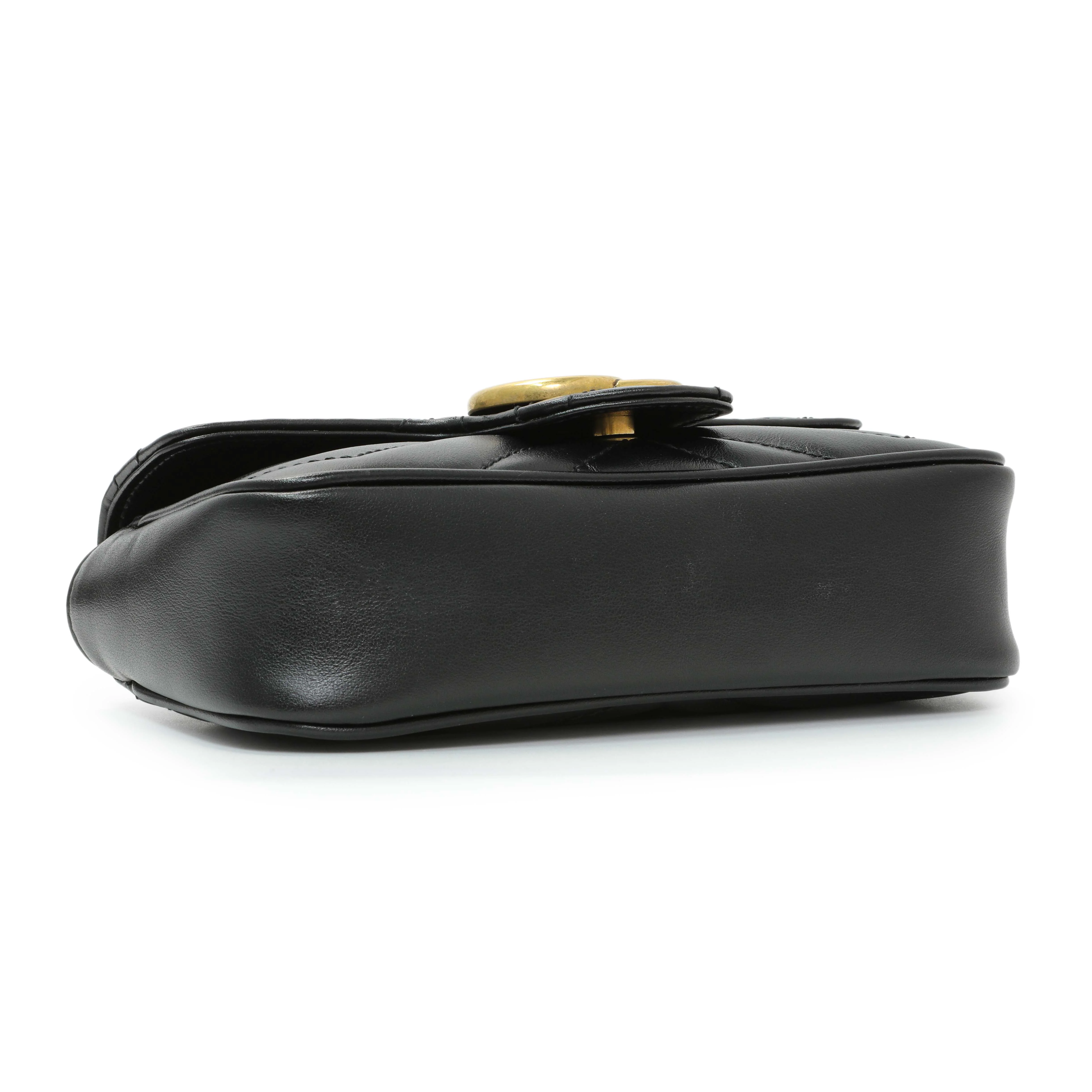 Gucci Black Calfskin Matelasse Super Mini GG Marmont - Image 3