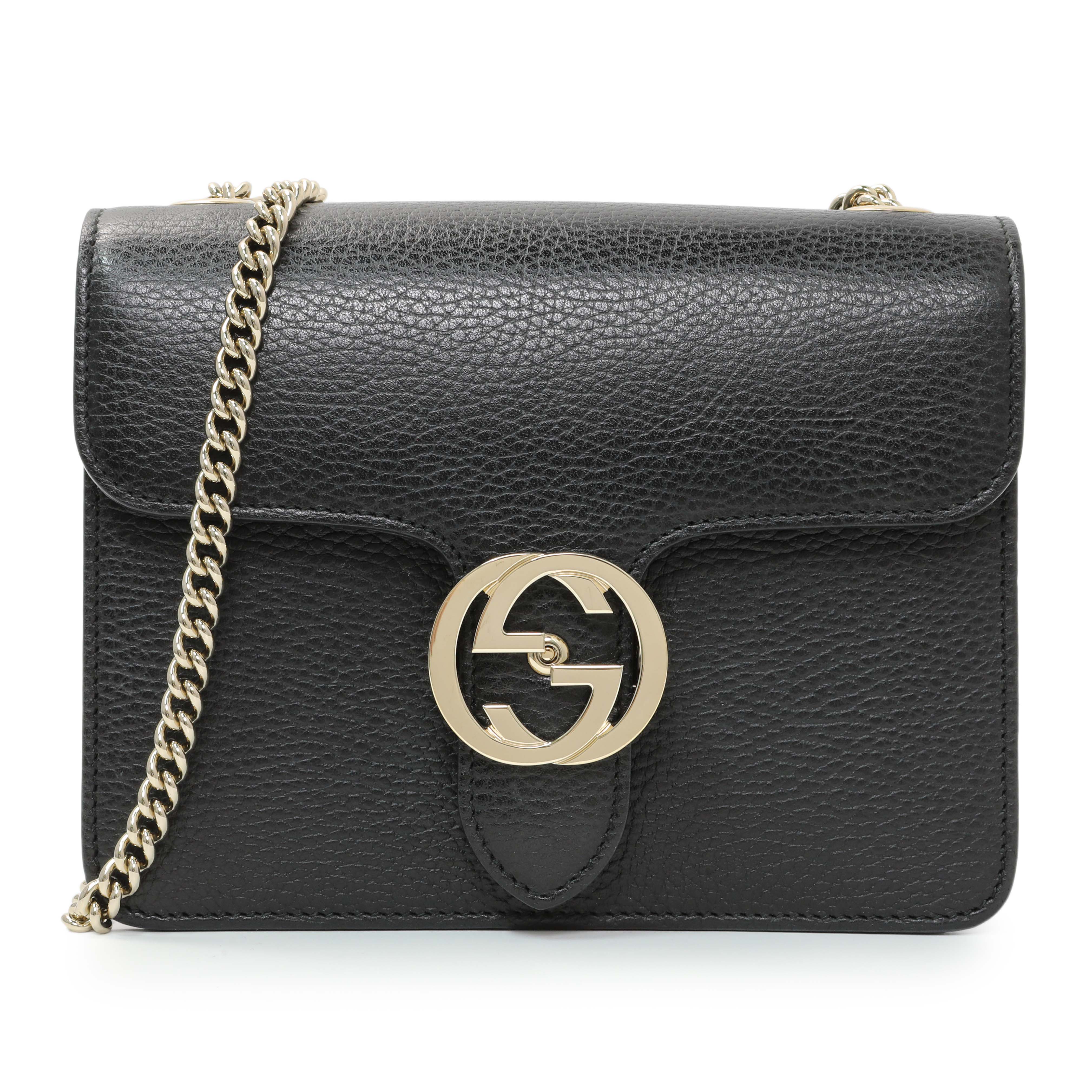 Gucci Black Dollar Calfskin Small Interlocking G Shoulder Bag