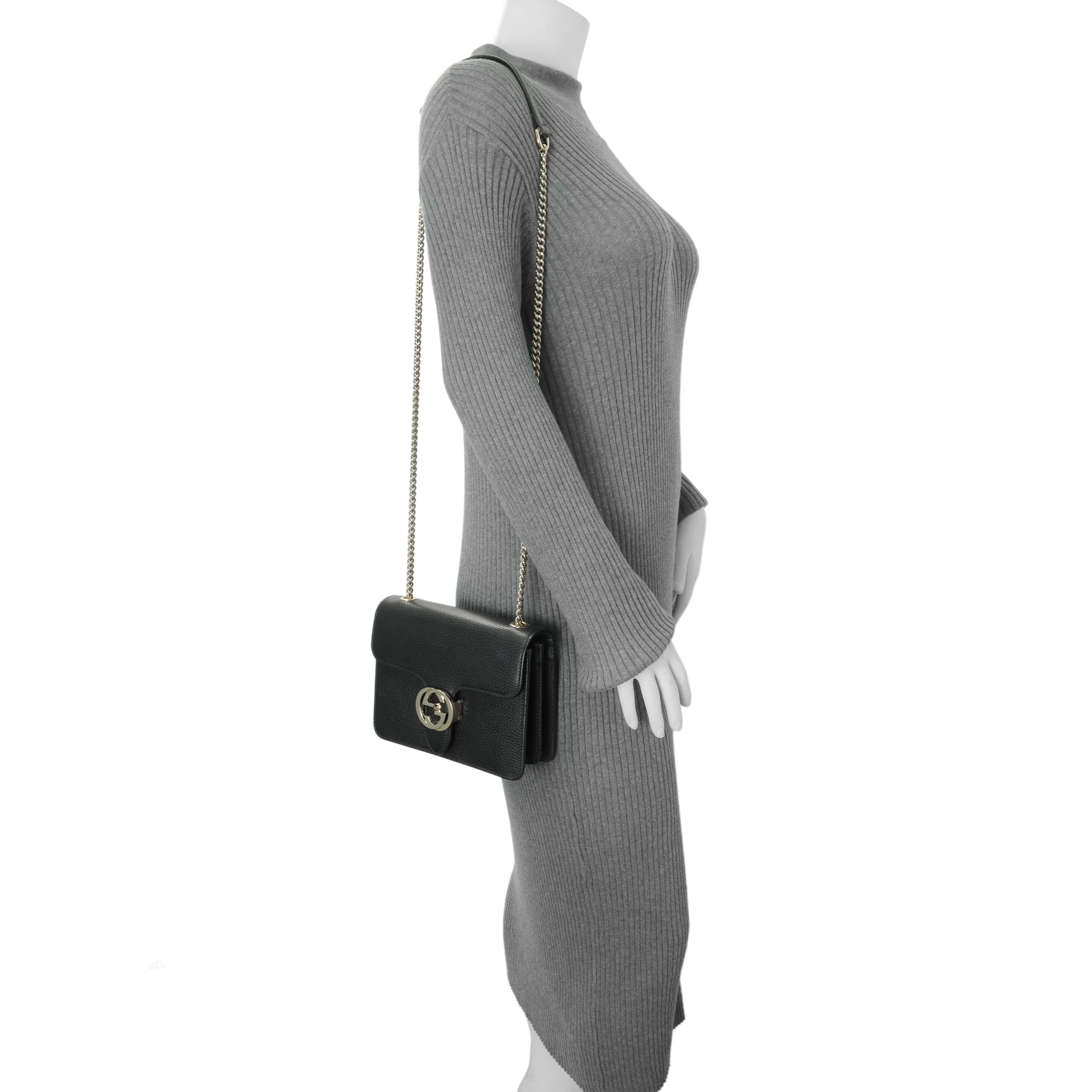 Gucci Black Dollar Calfskin Small Interlocking G Shoulder Bag - Image 8
