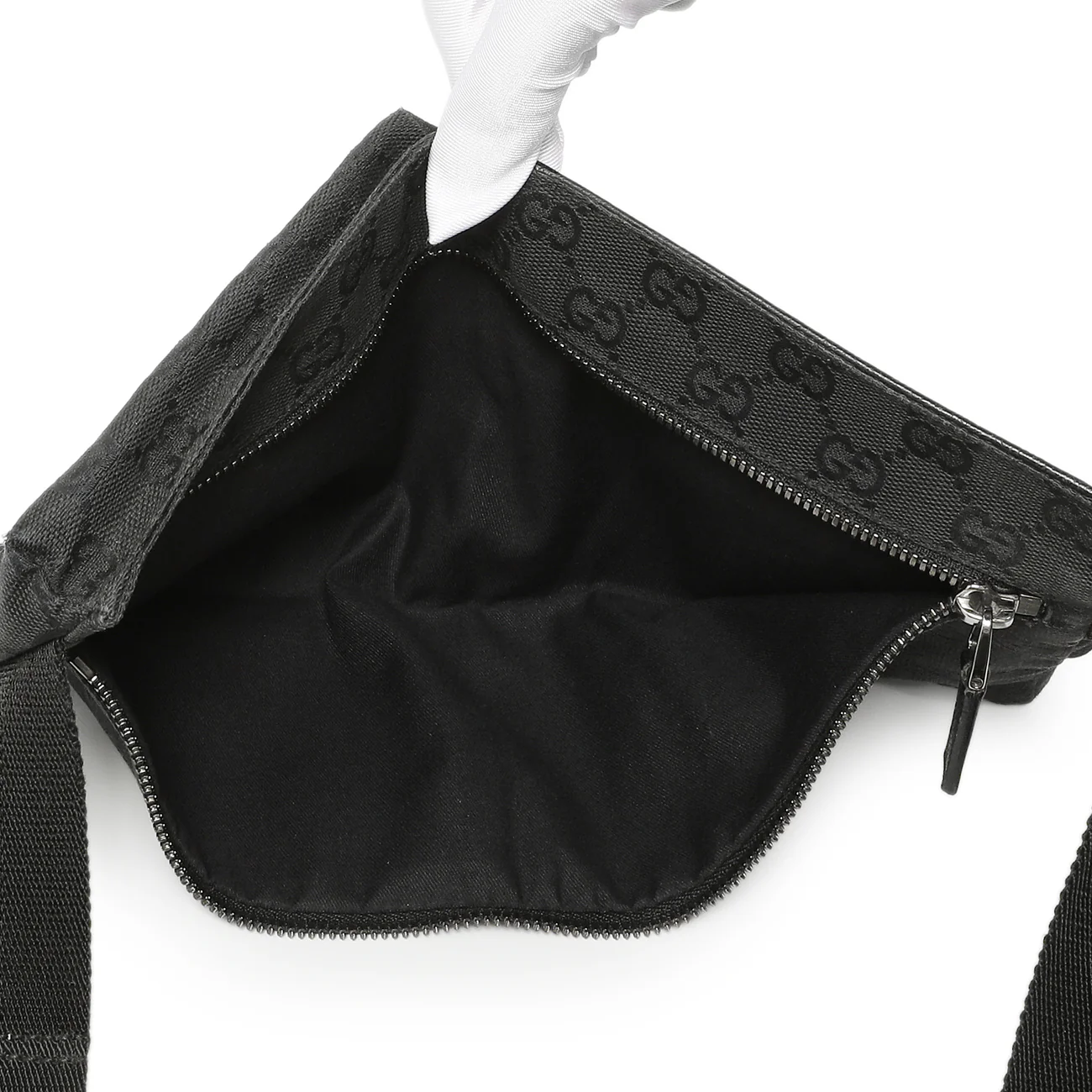 Gucci Black GG Monogram Double Pocket Belt Bag - Image 8