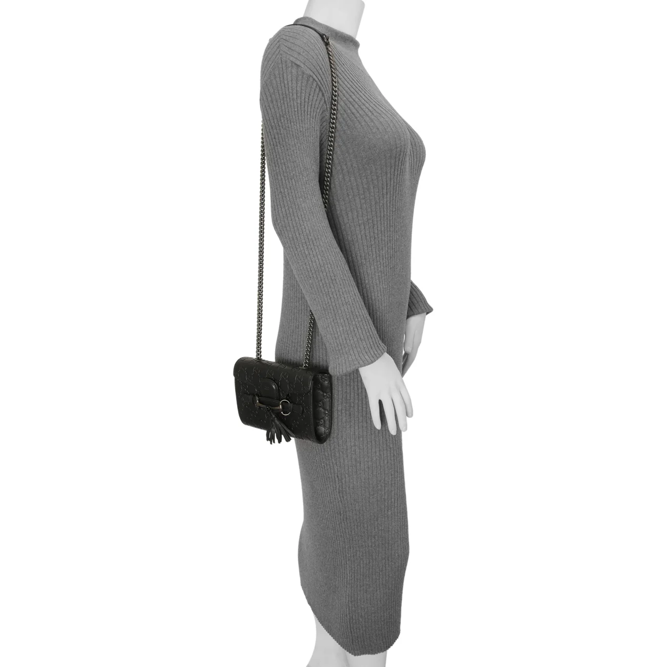 Gucci Black Guccissima Mini Emily Shoulder Bag - Image 8