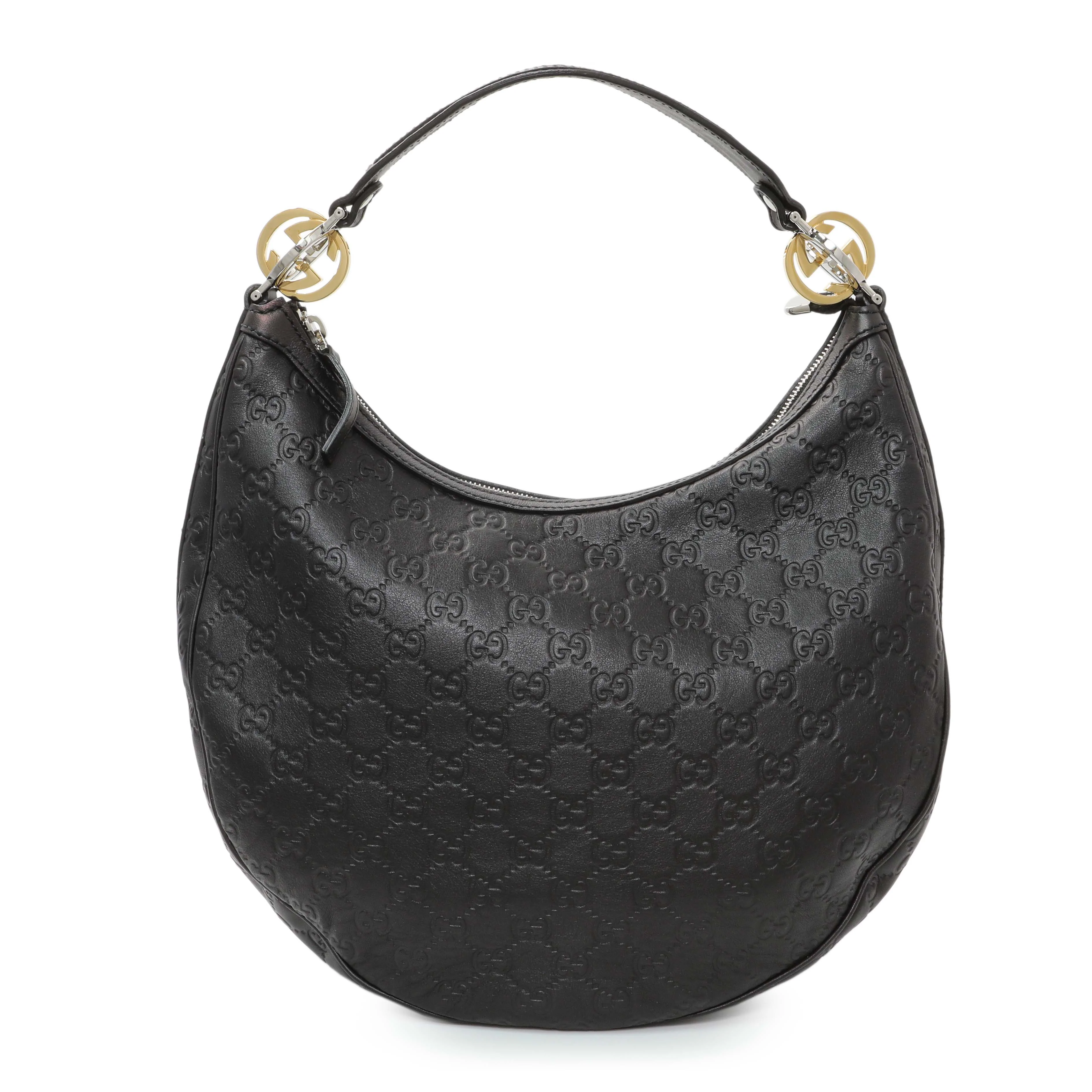 Gucci Black Guccissima Twins Hobo Medium